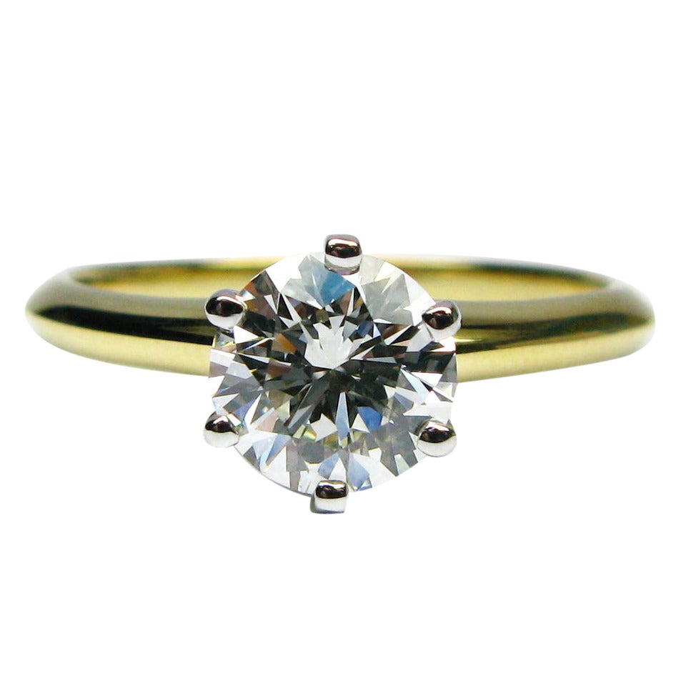 Tiffany & Co. 1.07 Carat Diamond Yellow Gold Engagement Ring