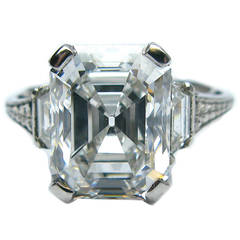 4.12 Carat Emerald Cut Art Deco Diamond Engagement Ring 7