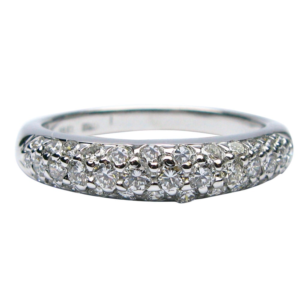 1.00 Carat White Gold Pave Wedding Band For Sale