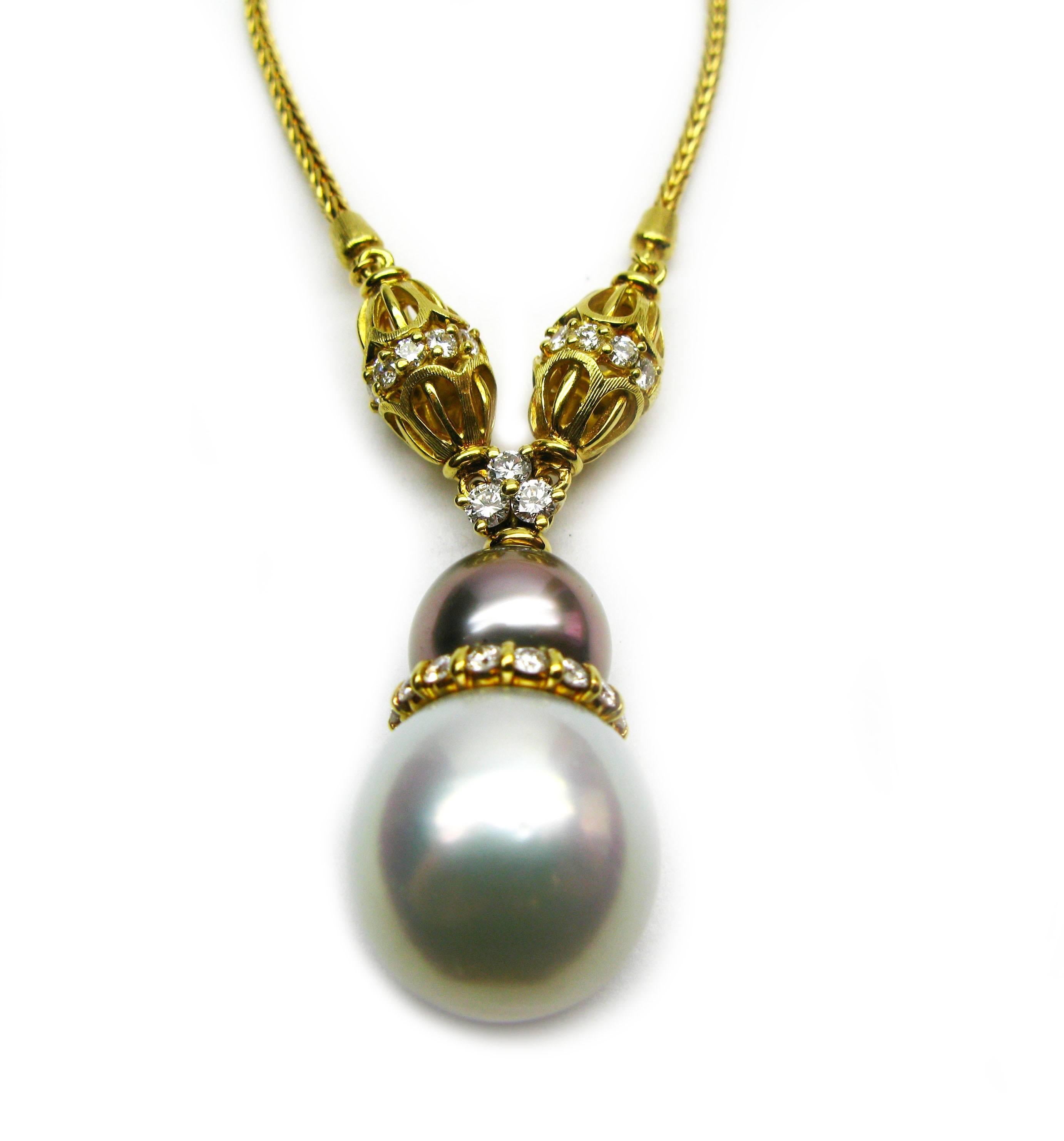 Kurt Wayne South Sea Pearl Diamond gold Necklace In New Condition In New York, NY