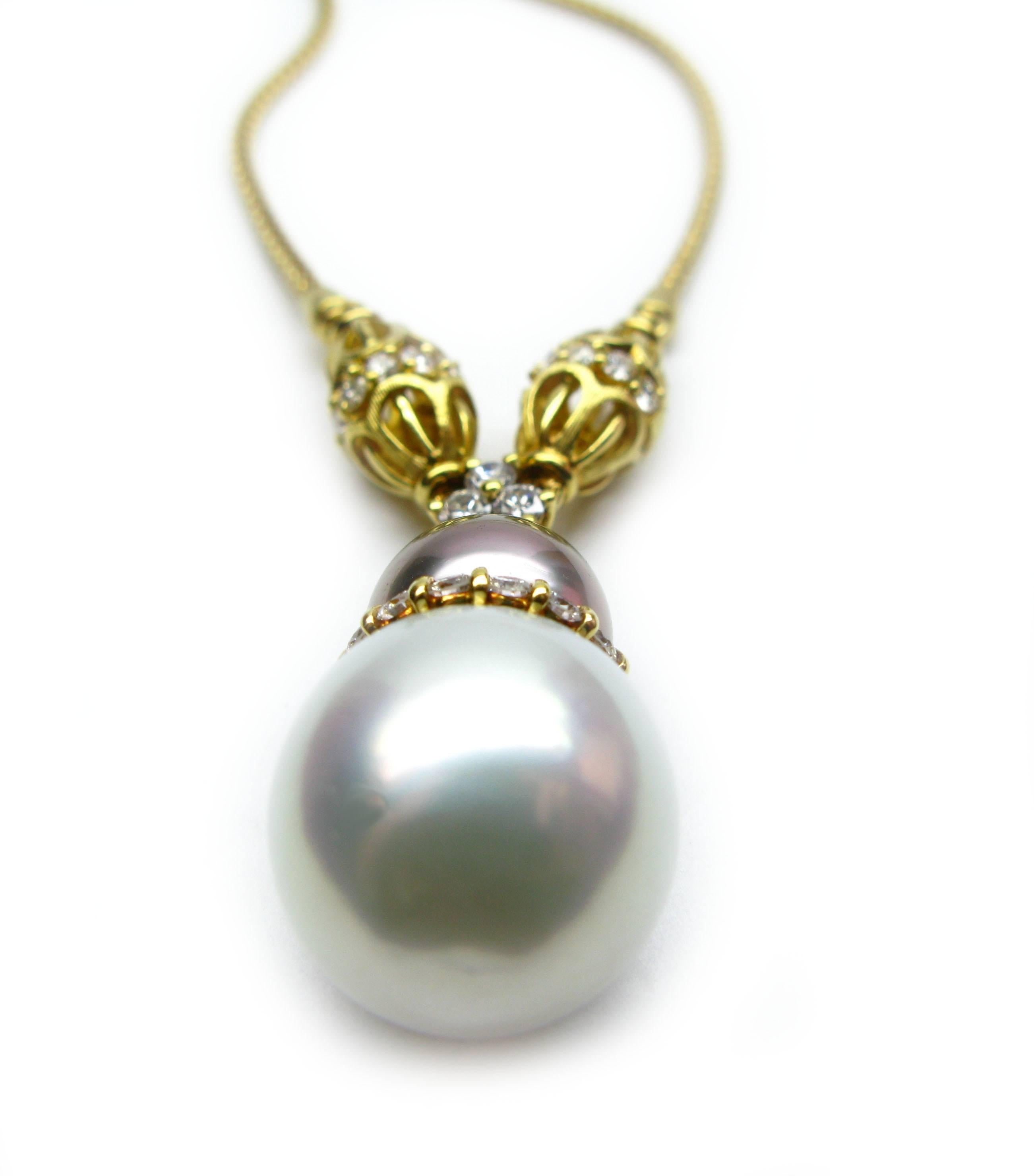Women's Kurt Wayne South Sea Pearl Diamond gold Necklace