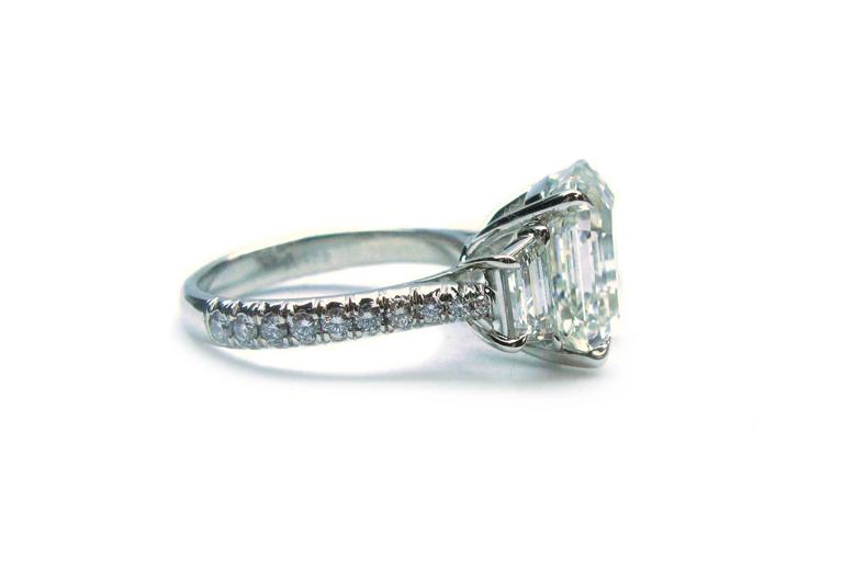 7.66 Carat Asscher Diamond Platinum Engagement Ring at 1stDibs