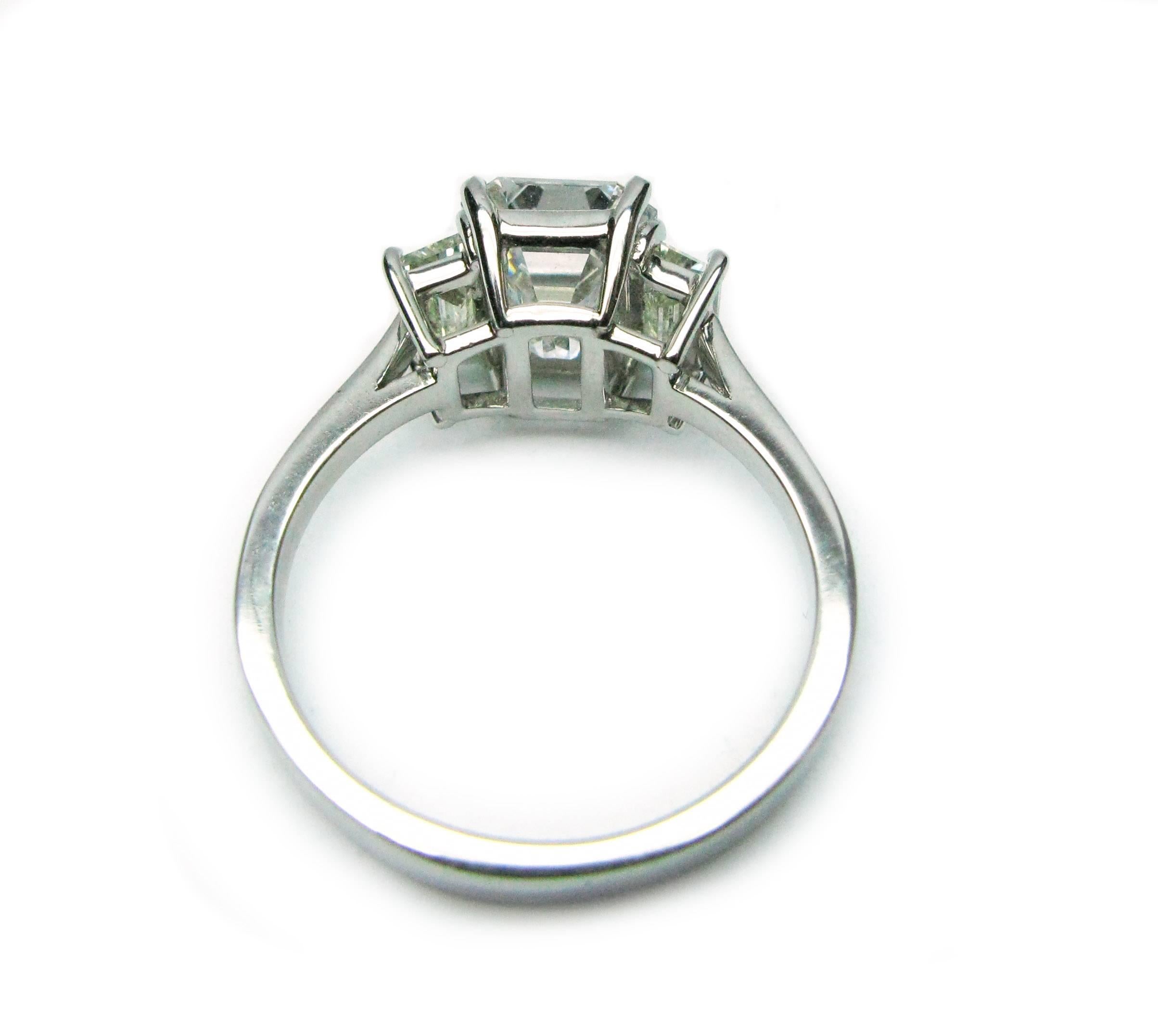 Women's J. Birnbach GIA Certified 2.06 Carat D VS2 Emerald Cut Diamond Ring 