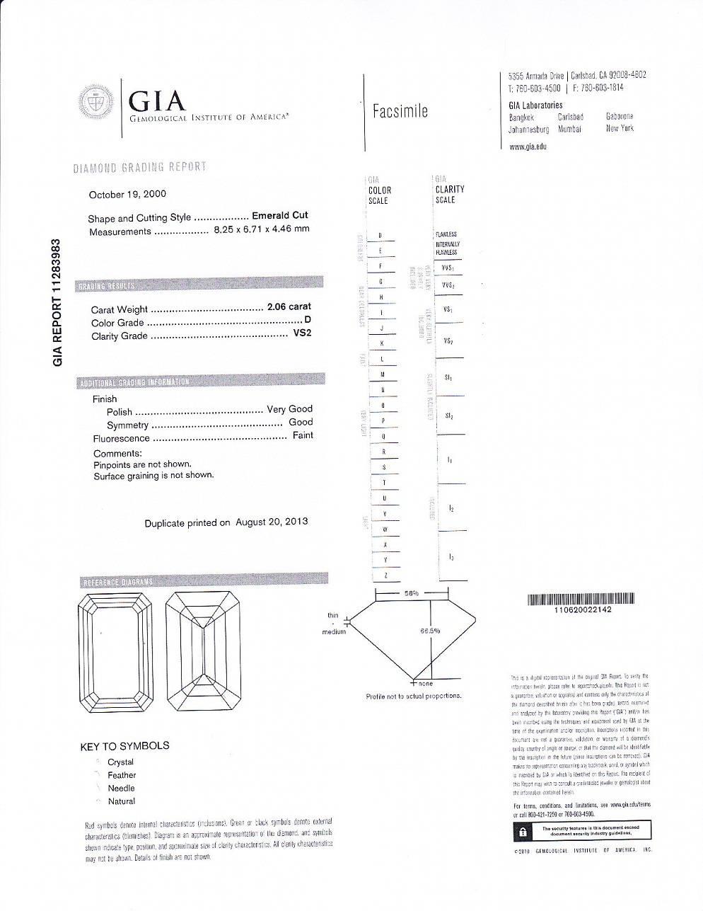 J. Birnbach GIA Certified 2.06 Carat D VS2 Emerald Cut Diamond Ring  2