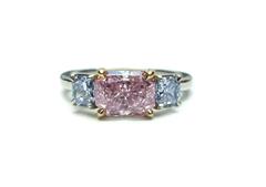 2.09 Carat Natural Fancy Color Diamond Three-Stone Ring