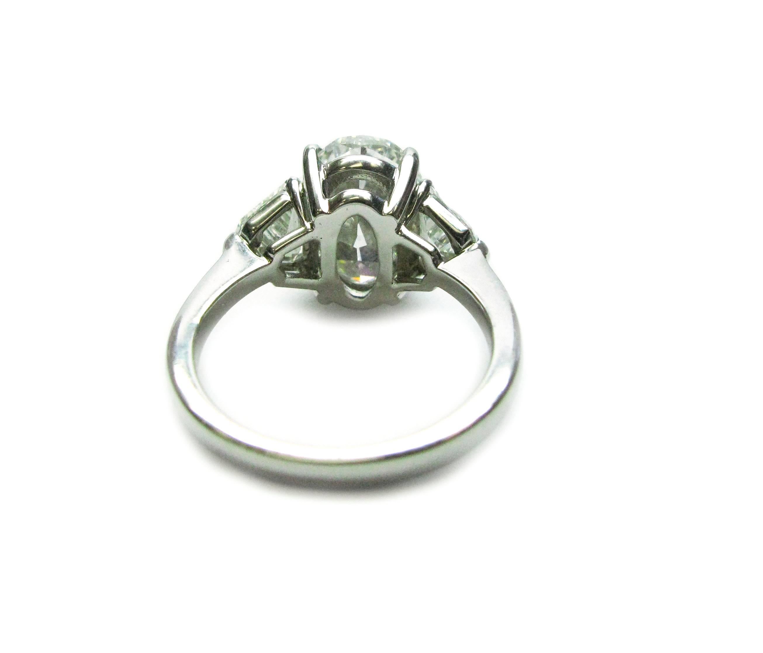 3.63 Carat GIA Cert Oval Diamond Platinum Engagement Ring 1