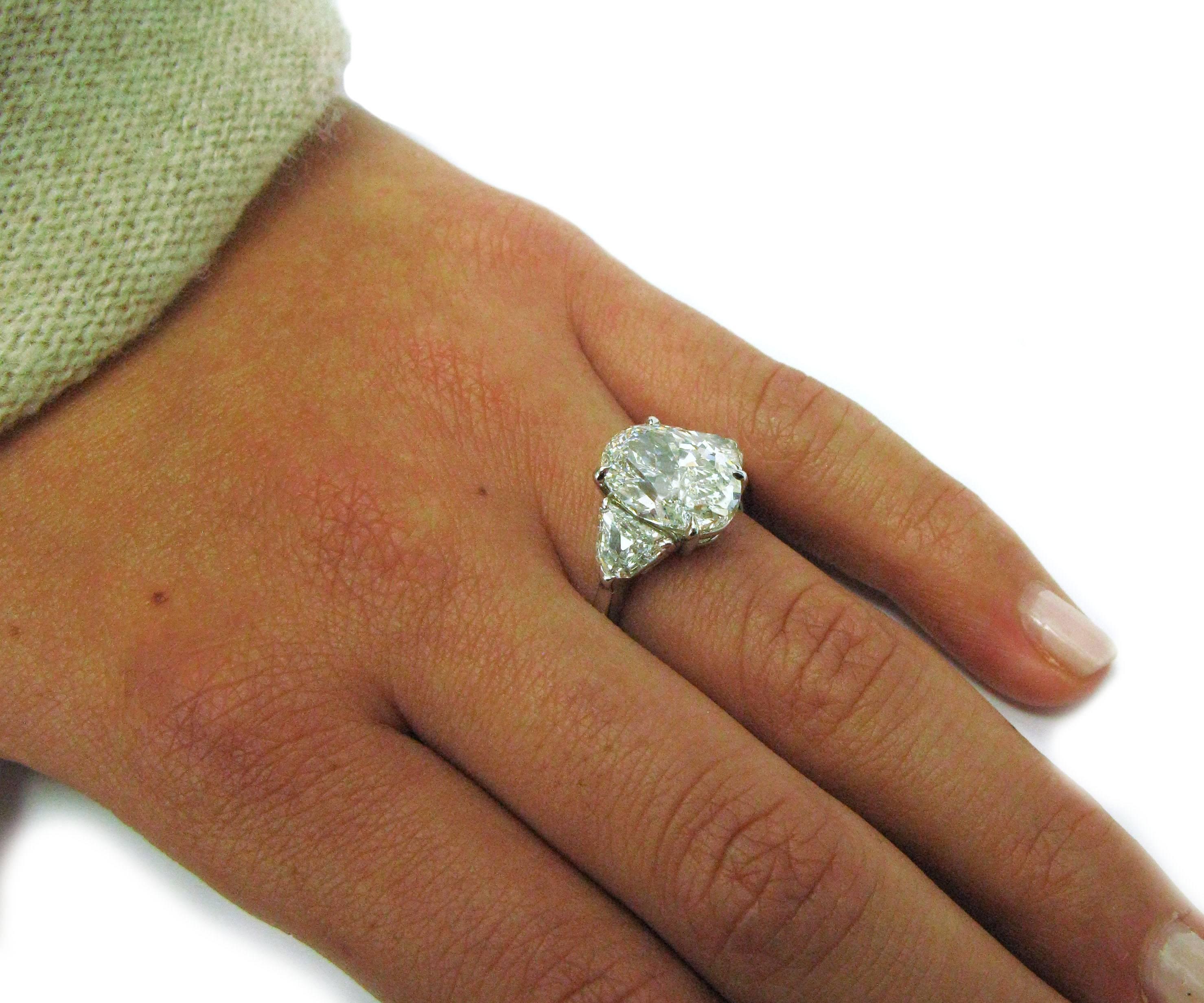 3.63 Carat GIA Cert Oval Diamond Platinum Engagement Ring 5