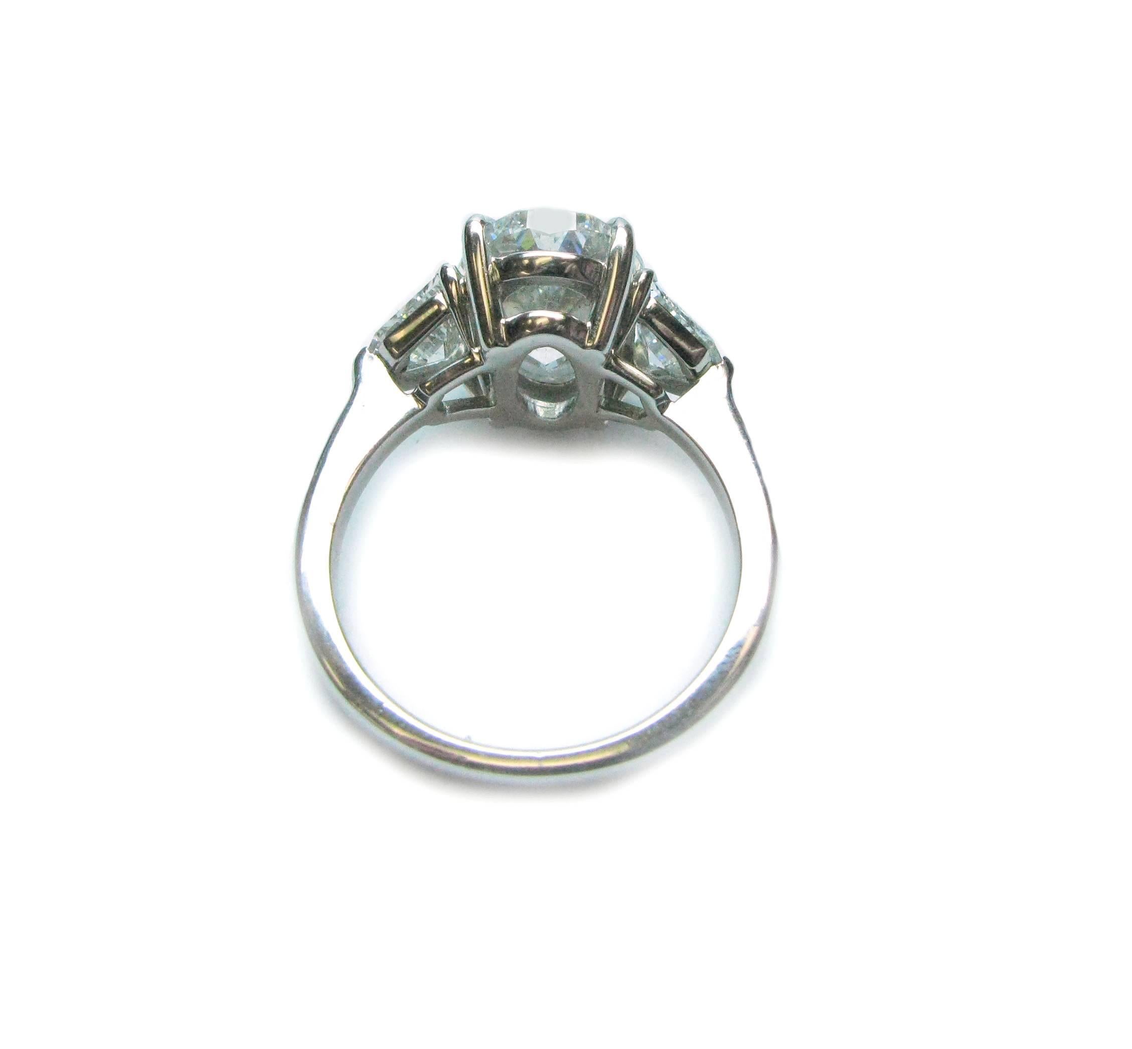 3.63 Carat GIA Cert Oval Diamond Platinum Engagement Ring 2