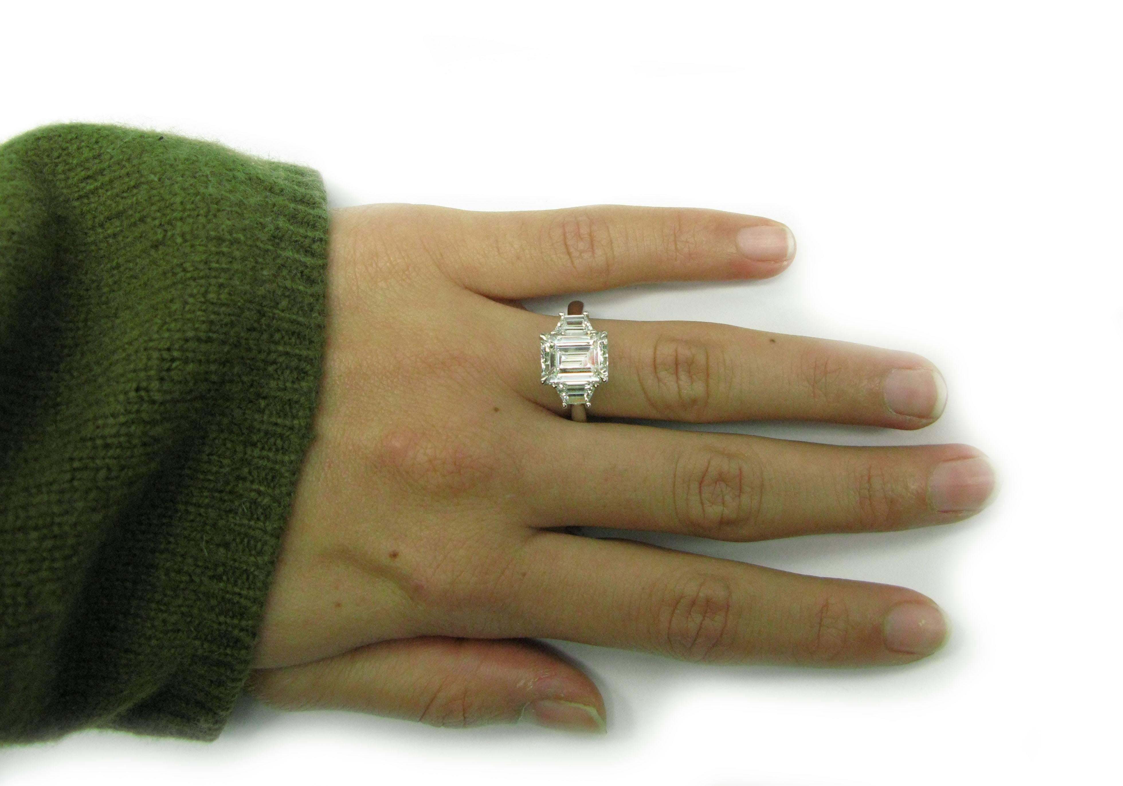 3.13 Carat Emerald Diamond Platinum Ring 3