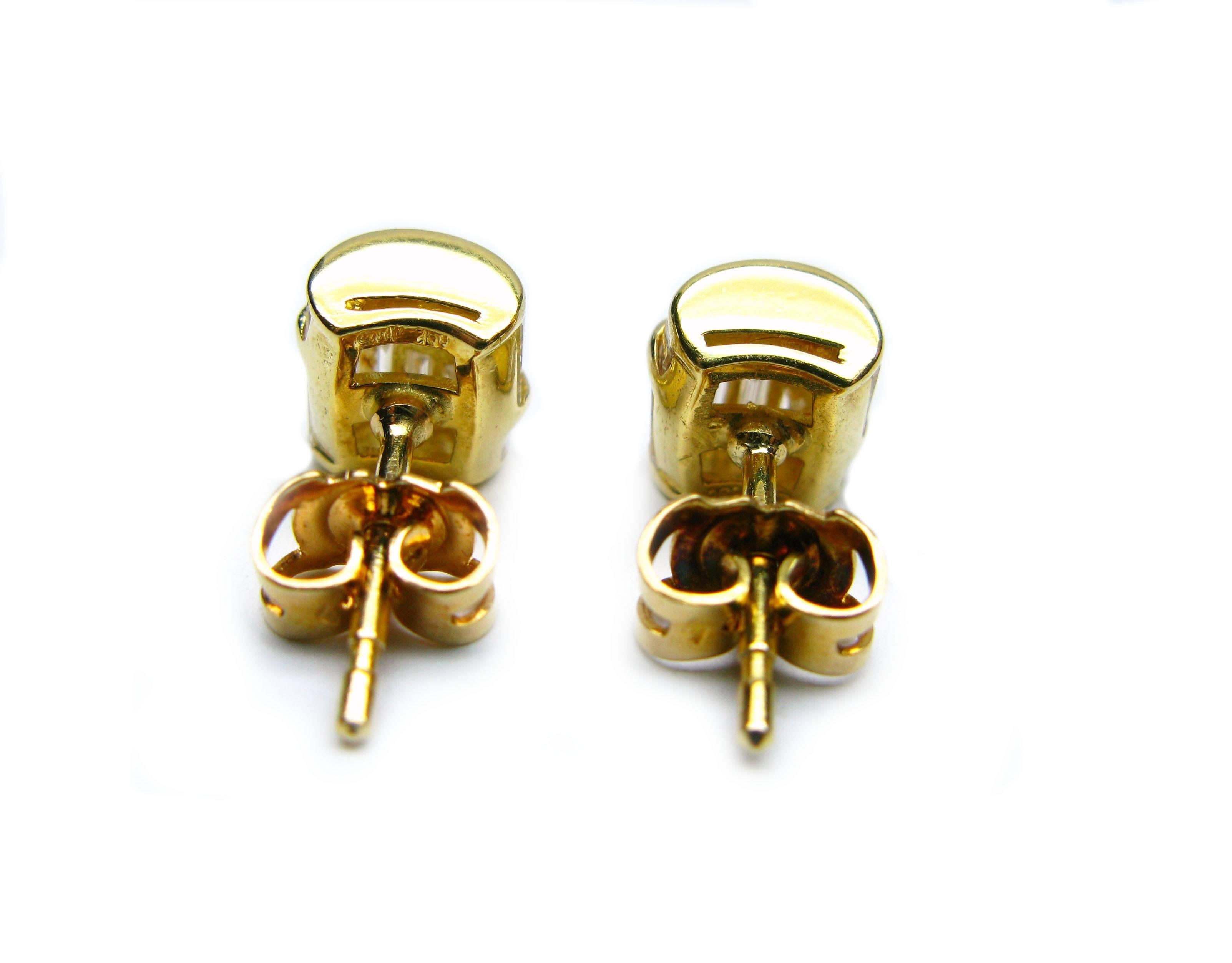 Women's Kurt Wayne Baguette Diamond Gold Stud Earrings