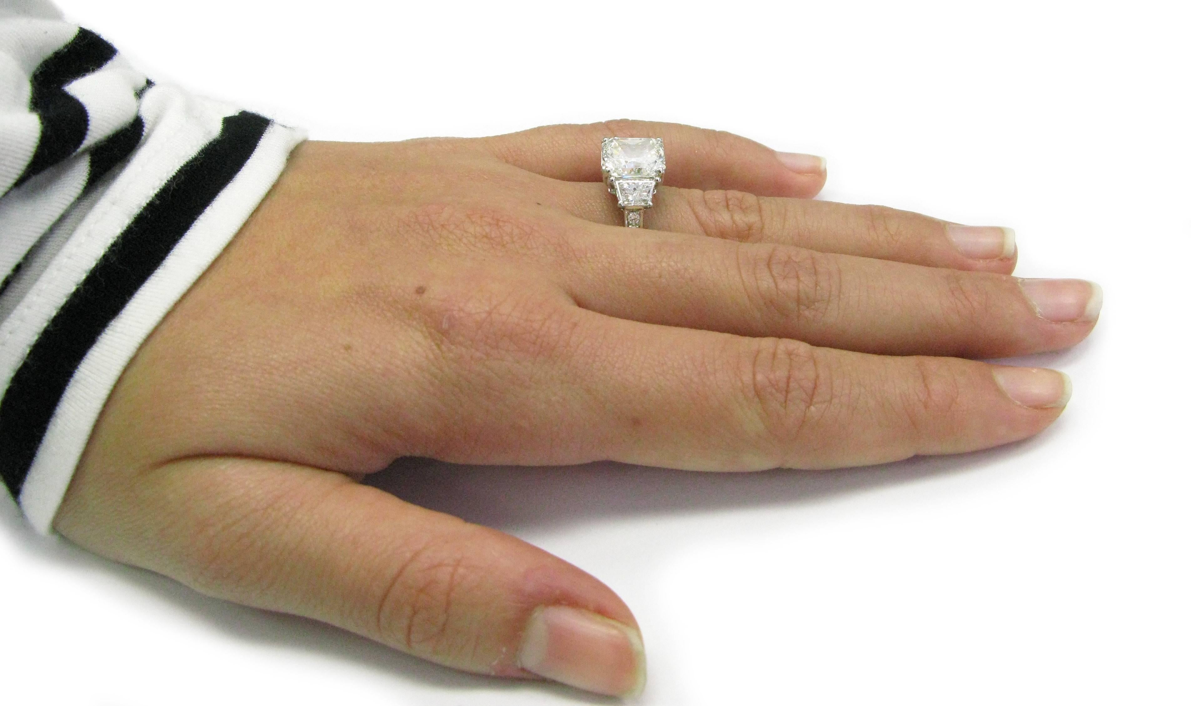 Radiant Cut Internally Flawless 3.07 Carat Radiant Diamond Platinum Engagement Ring GIA