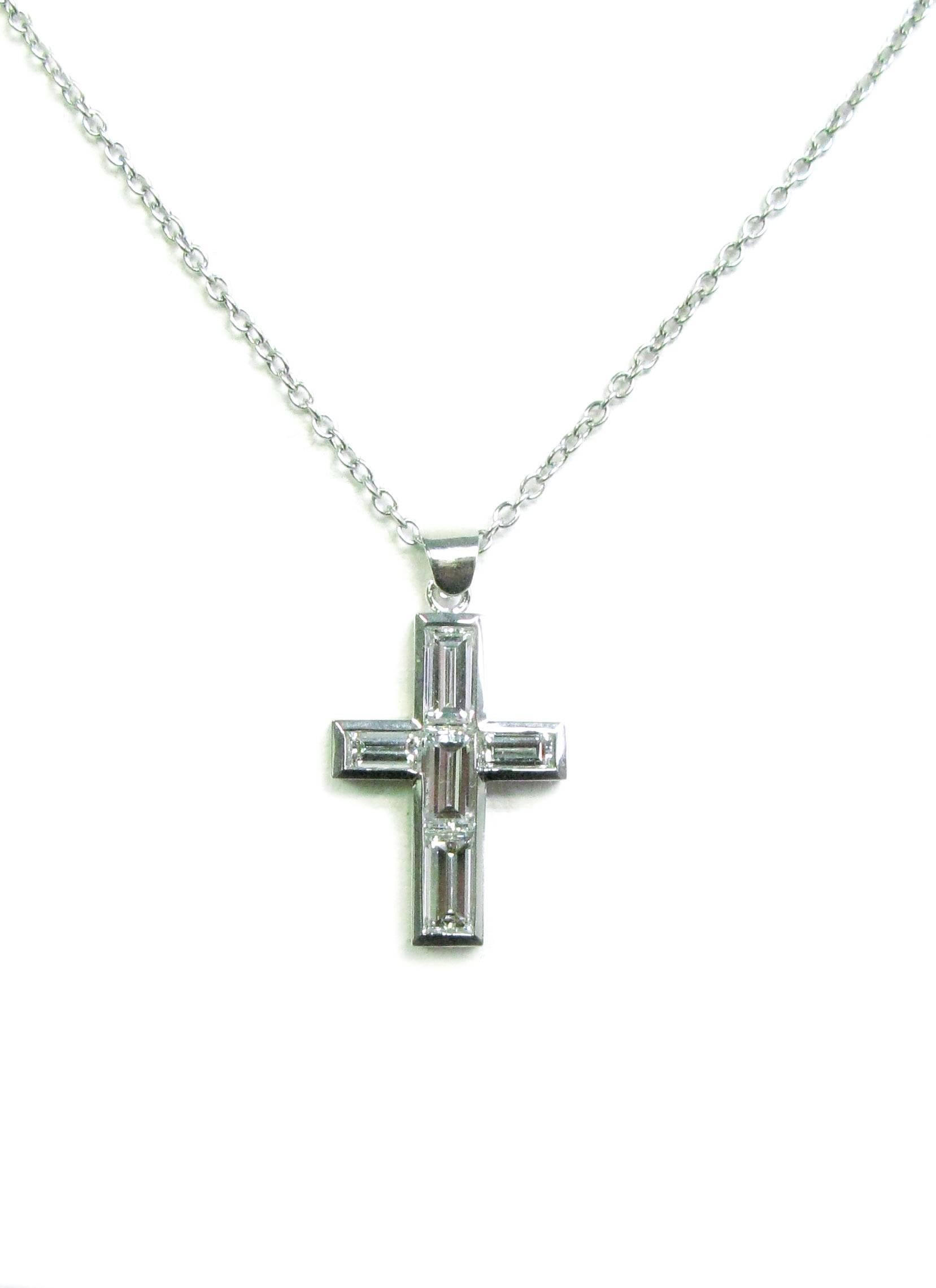 baguette diamond cross pendant