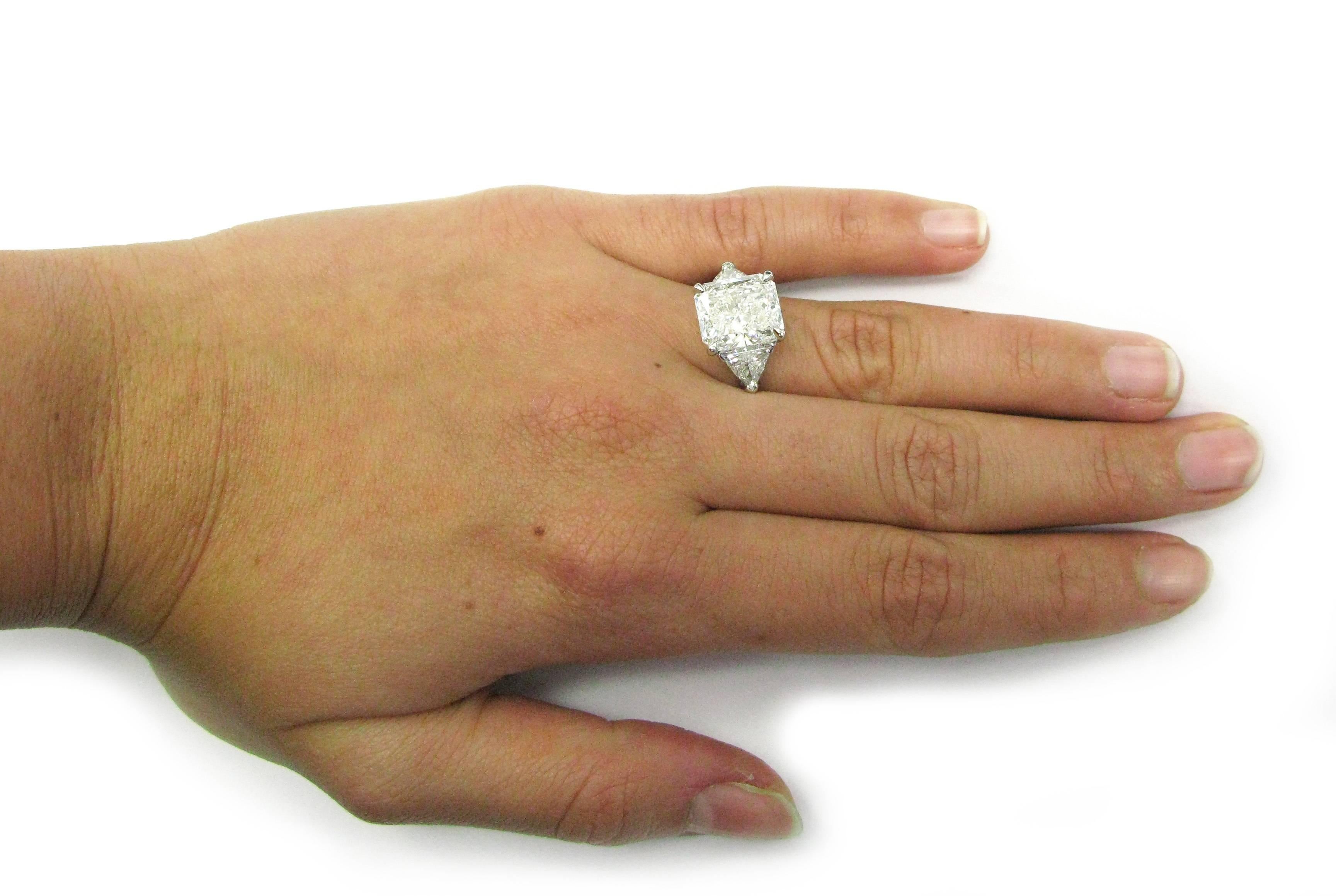 5.00 Carat GIA Cert Radiant Diamond Platinum Engagement Ring 4