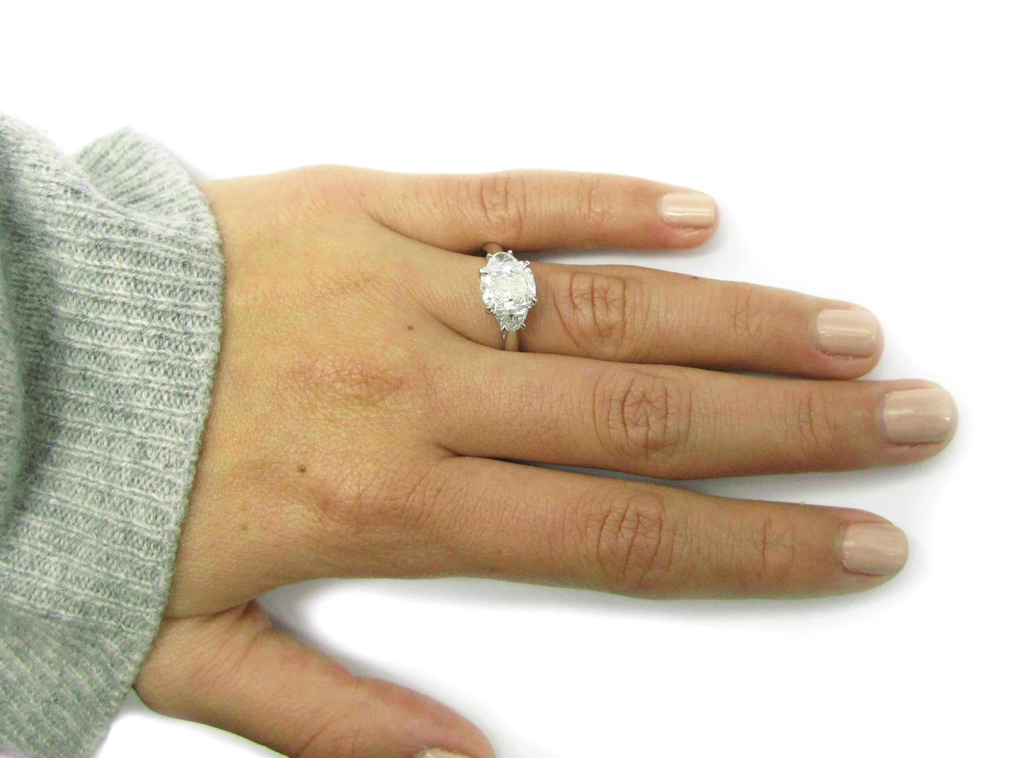 2.07 Carat Cushion Diamond Platinum Engagement Ring 3