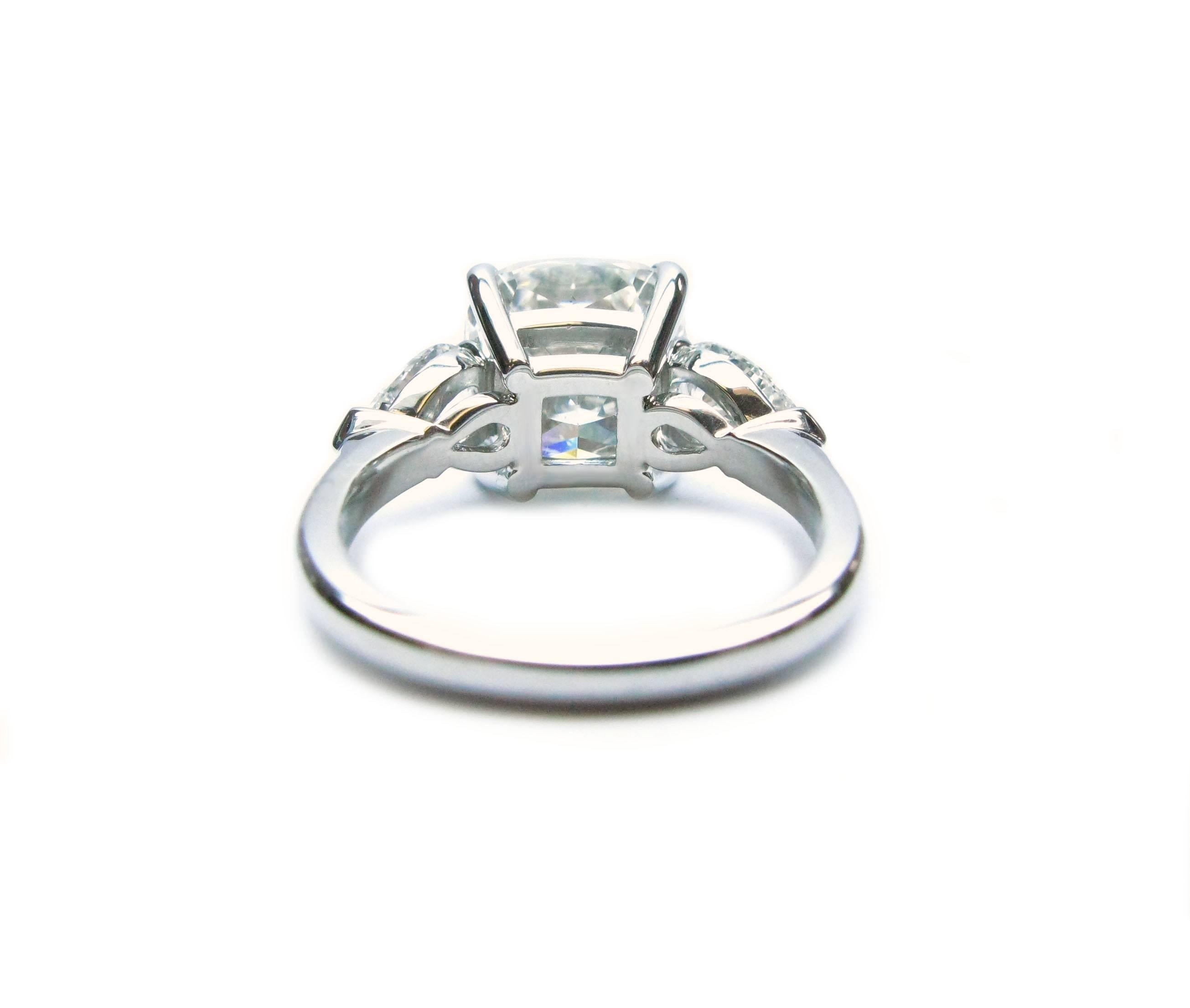 Women's or Men's 5.05 Carat GIA Cert Cushion Diamond Platinum Engagement Ring