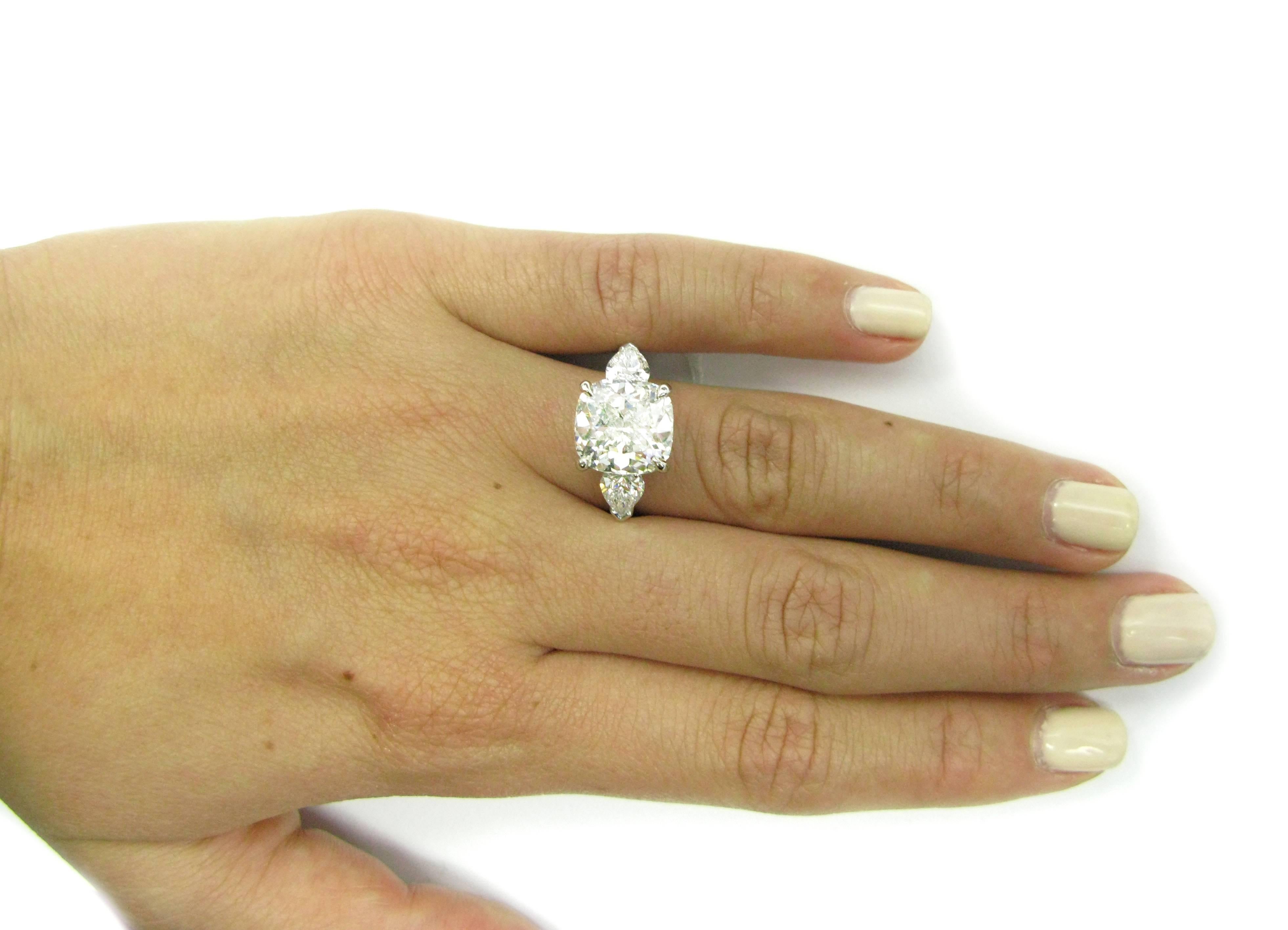 5.05 Carat GIA Cert Cushion Diamond Platinum Engagement Ring 3