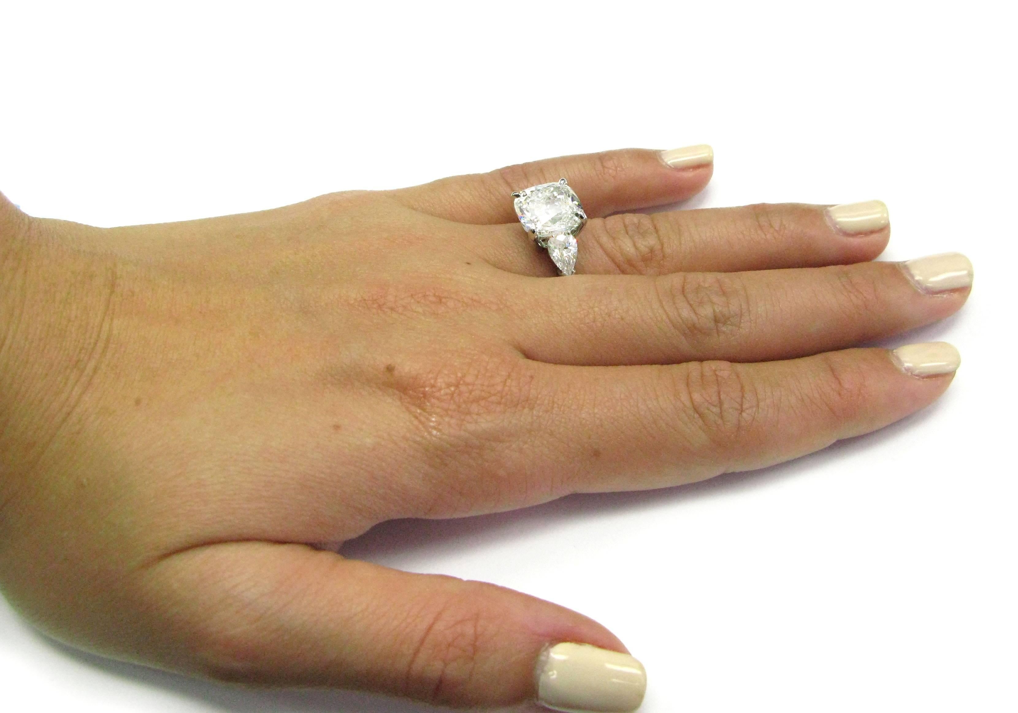 5.05 Carat GIA Cert Cushion Diamond Platinum Engagement Ring 4