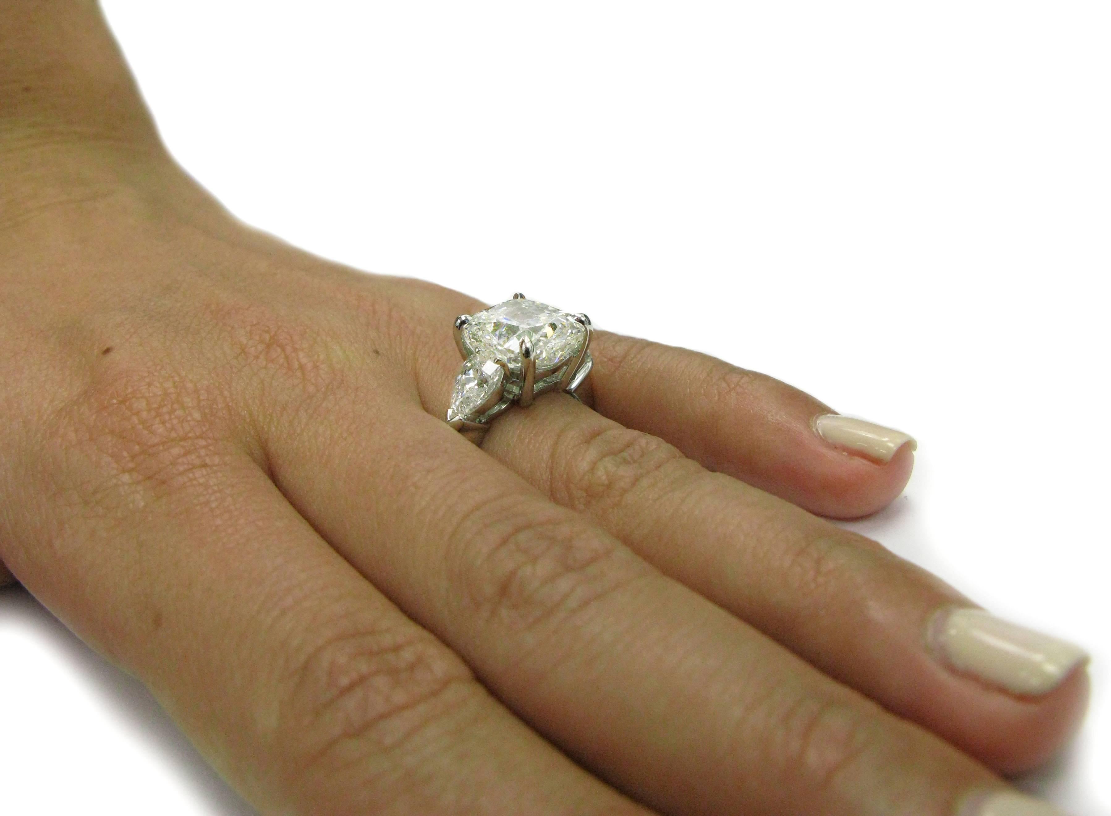 5.05 Carat GIA Cert Cushion Diamond Platinum Engagement Ring 2