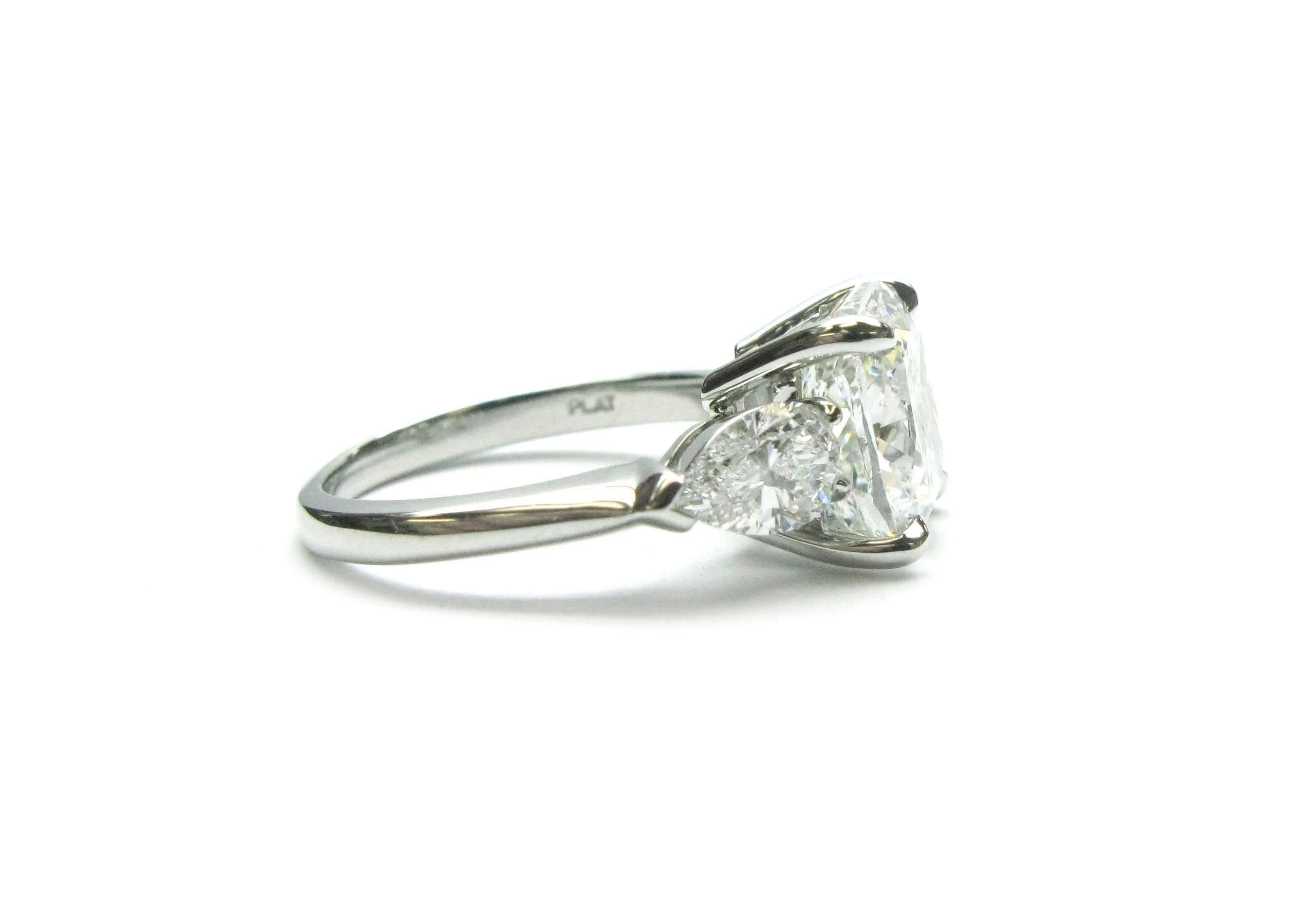 5.05 Carat GIA Cert Cushion Diamond Platinum Engagement Ring In New Condition In New York, NY