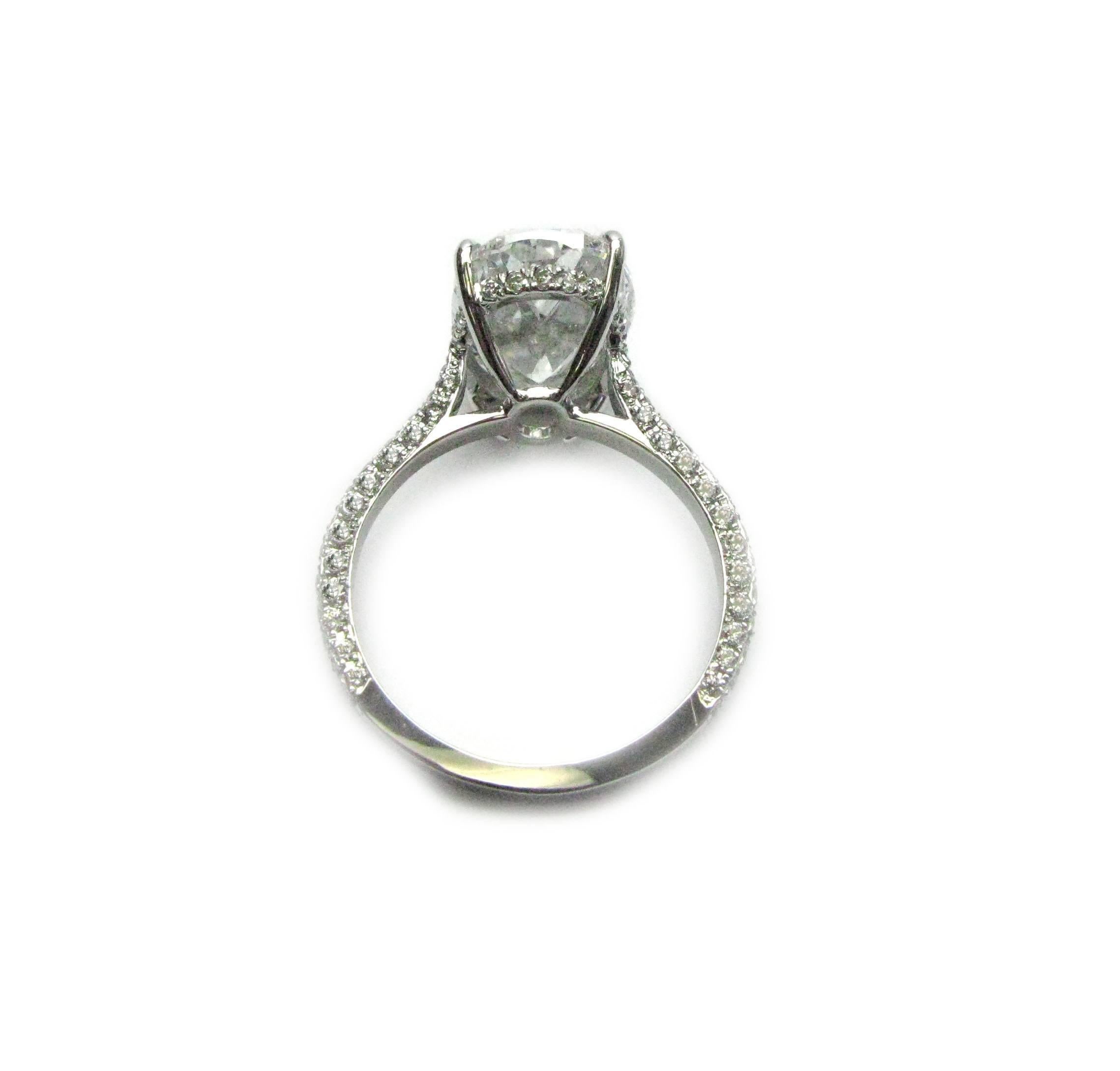 Women's or Men's 5.00 Carat GIA Cert Oval Diamond Platinum Engagement Ring