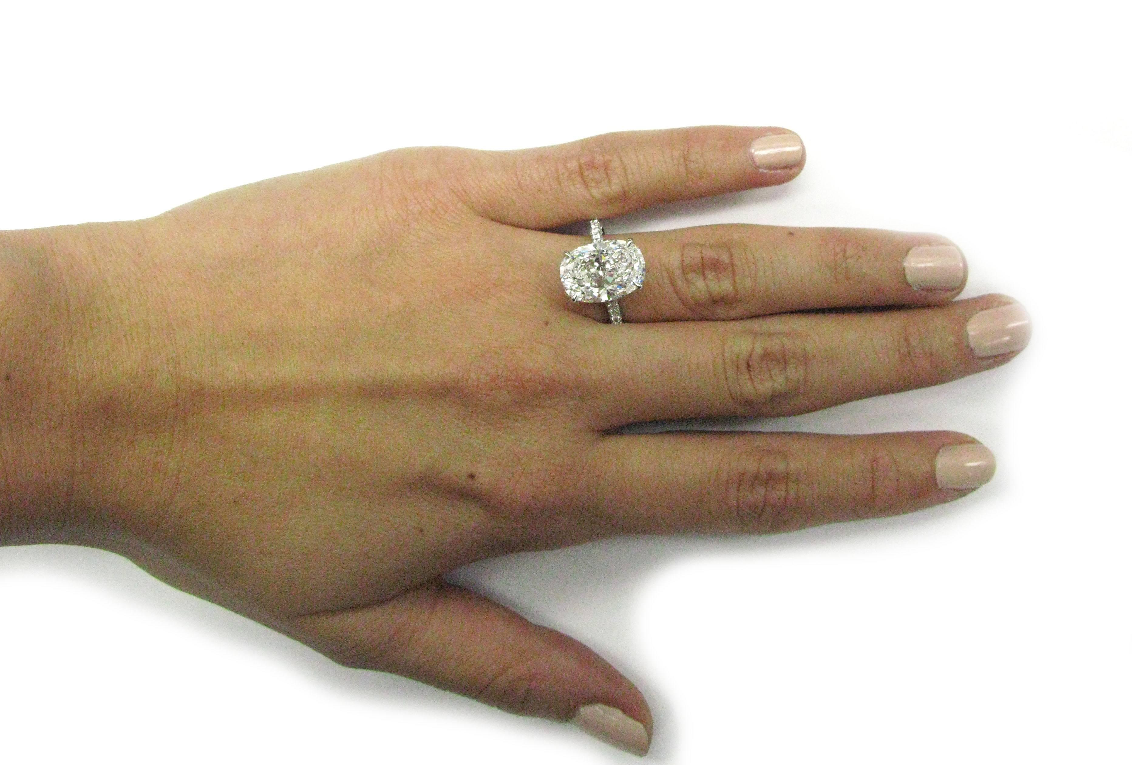 5.00 Carat GIA Cert Oval Diamond Platinum Engagement Ring 2