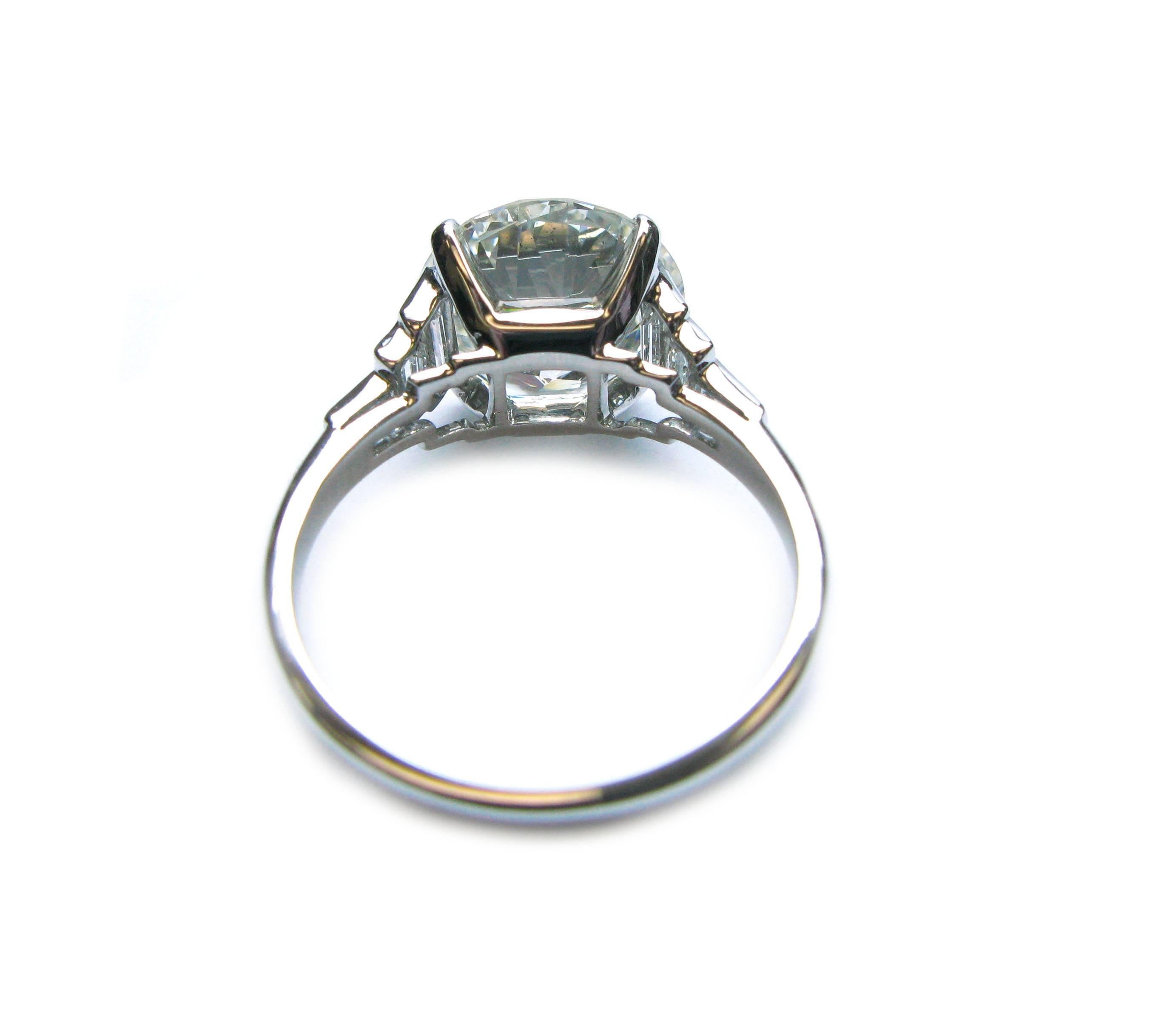 4.15 Carat GIA Cert Old European Cut Diamond Gold Art Deco Ring 1