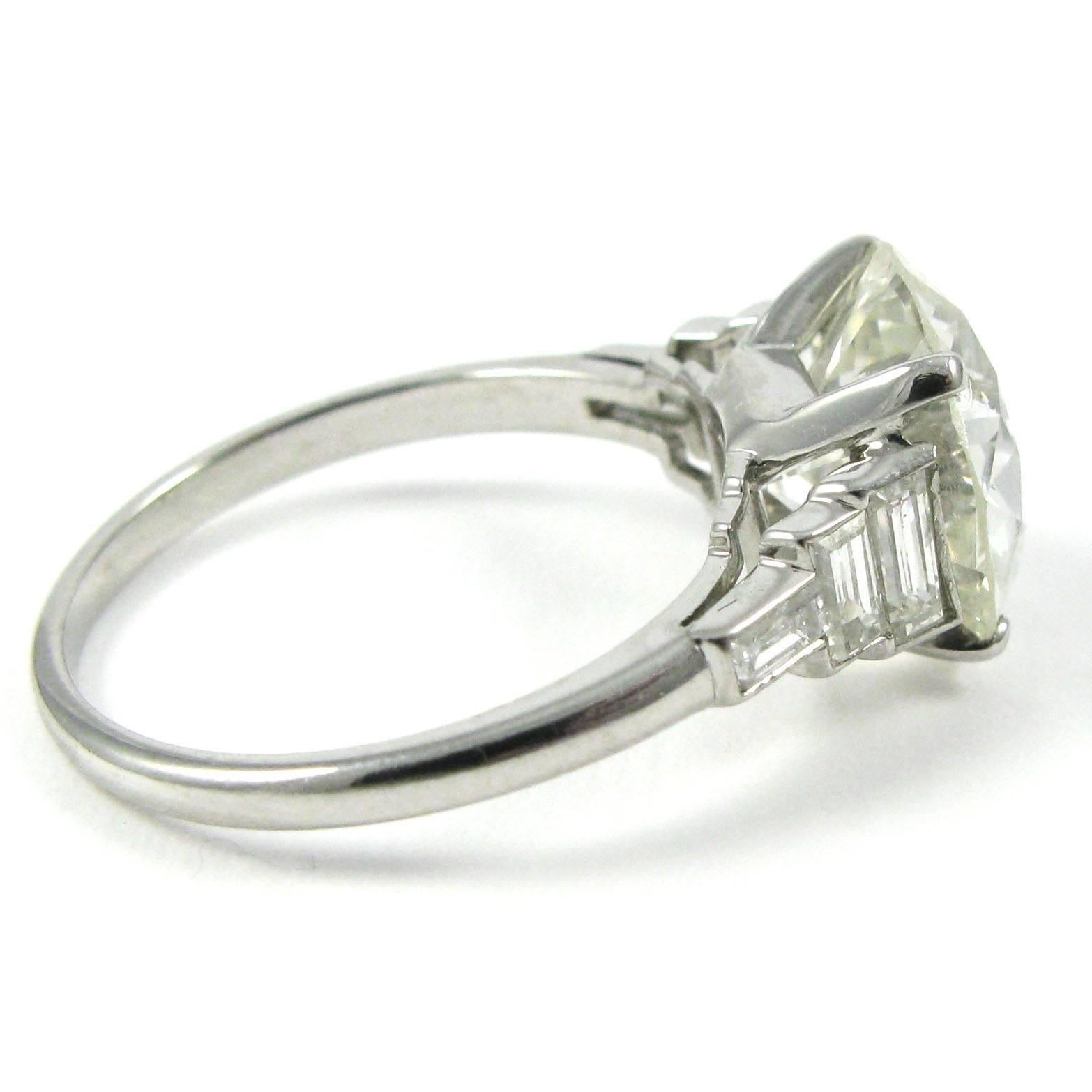 Women's or Men's 4.15 Carat GIA Cert Old European Cut Diamond Gold Art Deco Ring