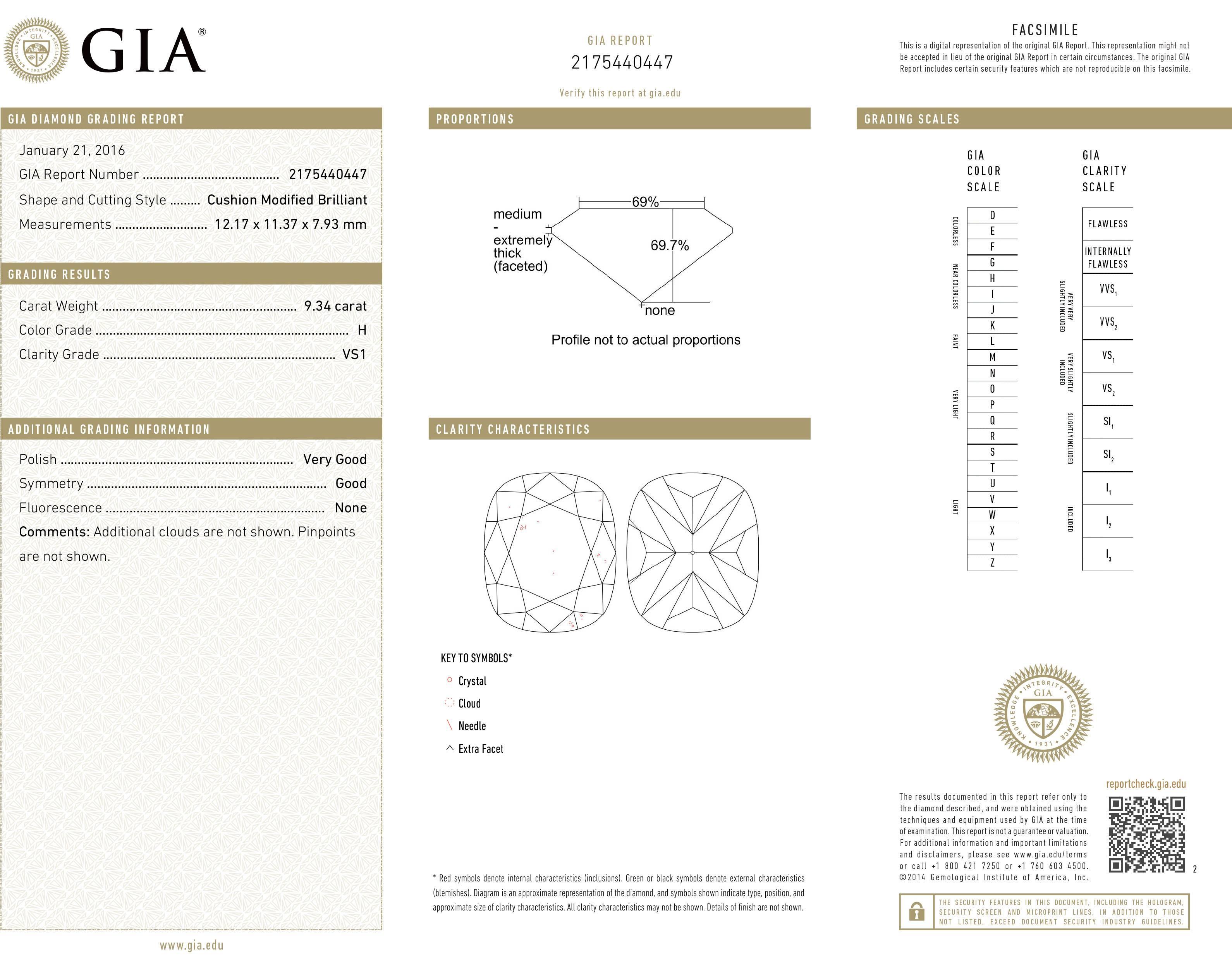 Graff 9.34 Carat GIA Cert Cushion Diamond Platinum Ring 2