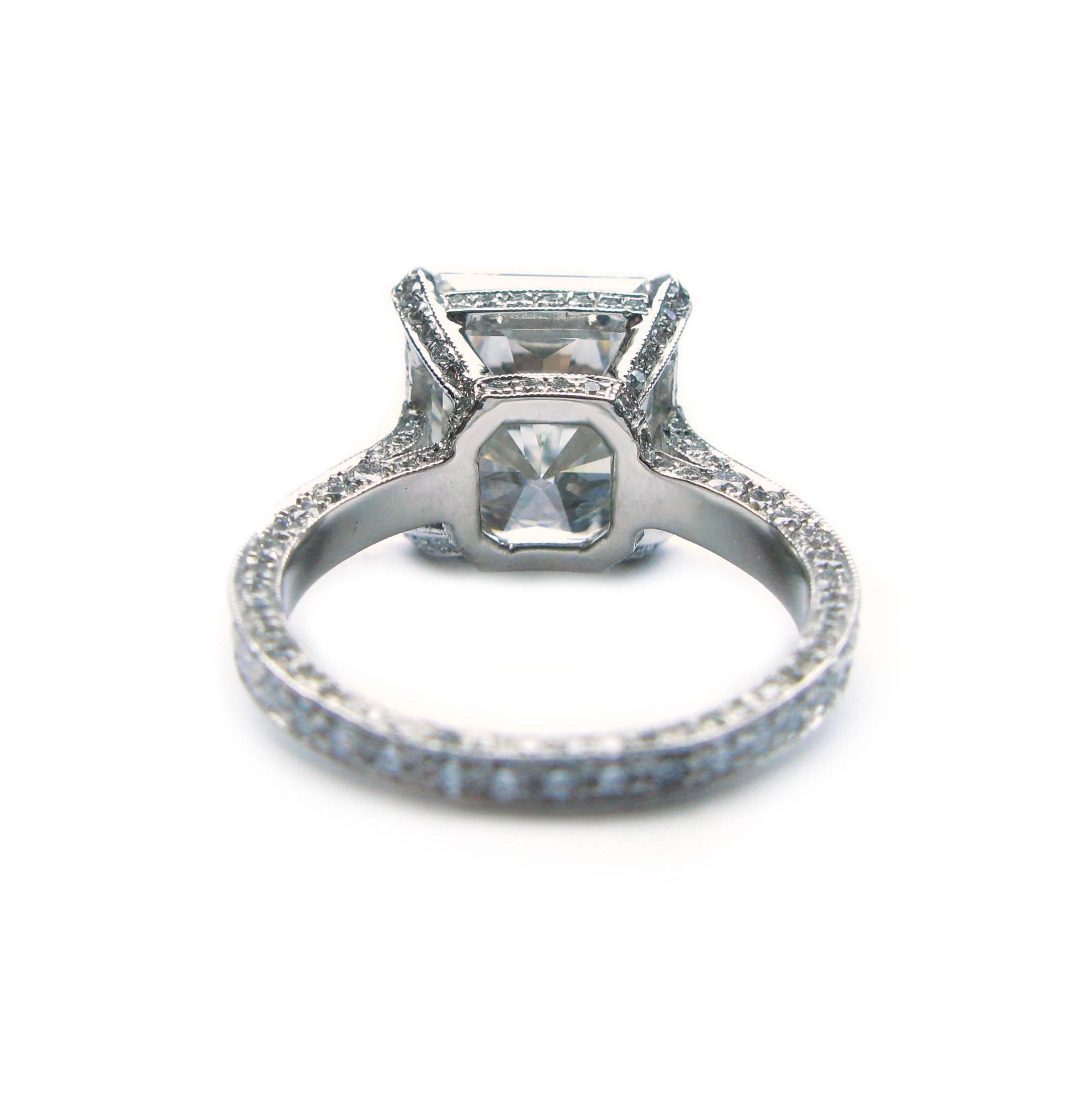 Women's 6.14 Carat GIA Cert Radiant Diamond Platinum Engagement Ring