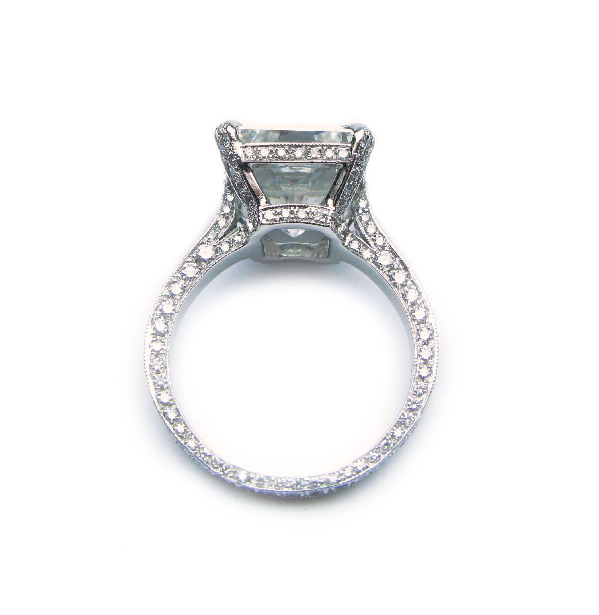 6.14 Carat GIA Cert Radiant Diamond Platinum Engagement Ring 1