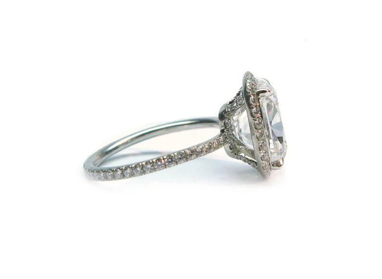 Harry Winston 4.44 Carat GIA Cert Diamond Platinum Engagement Ring at