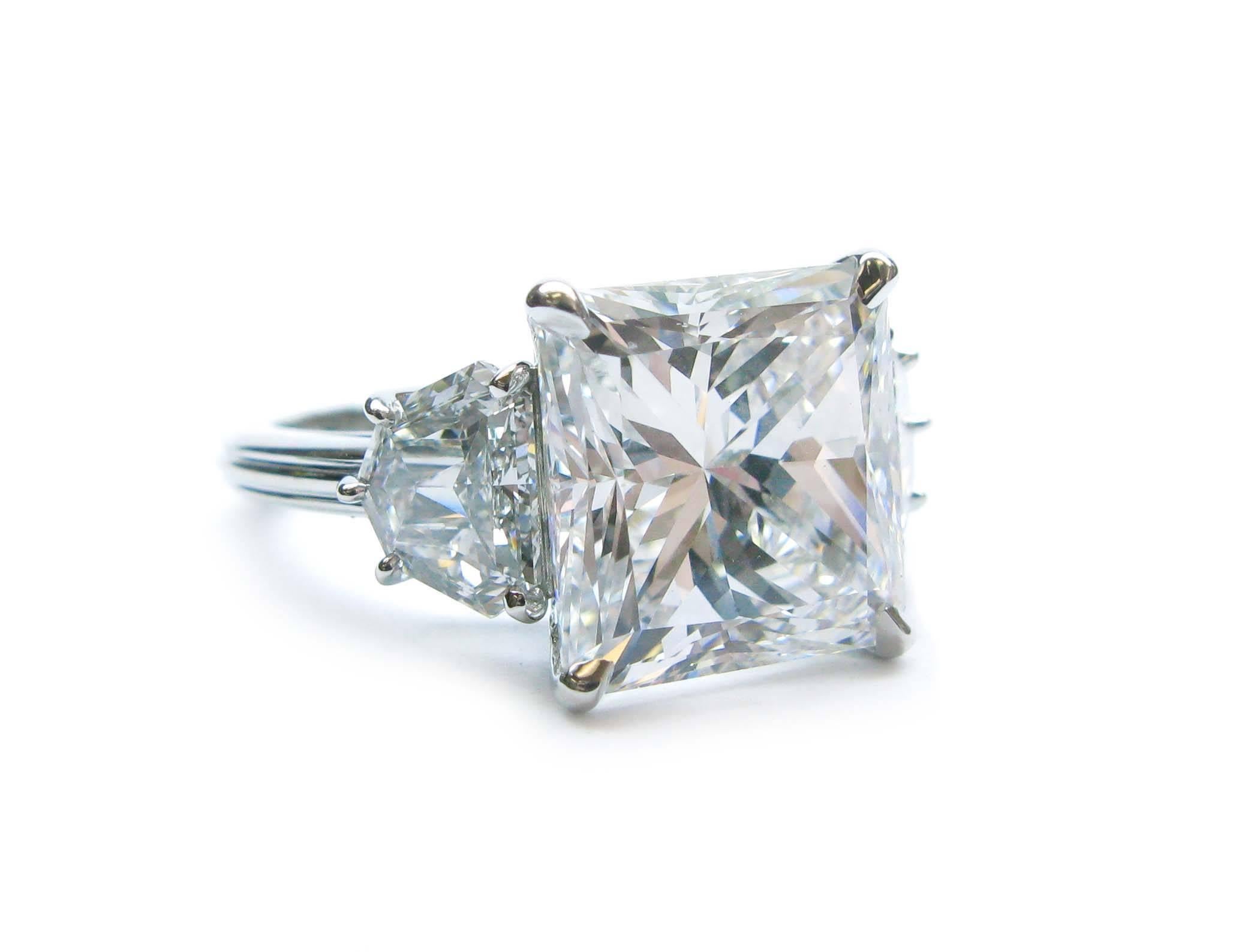 6.05 Carat GIA Cert Radiant Diamond Platinum Ring In New Condition In New York, NY