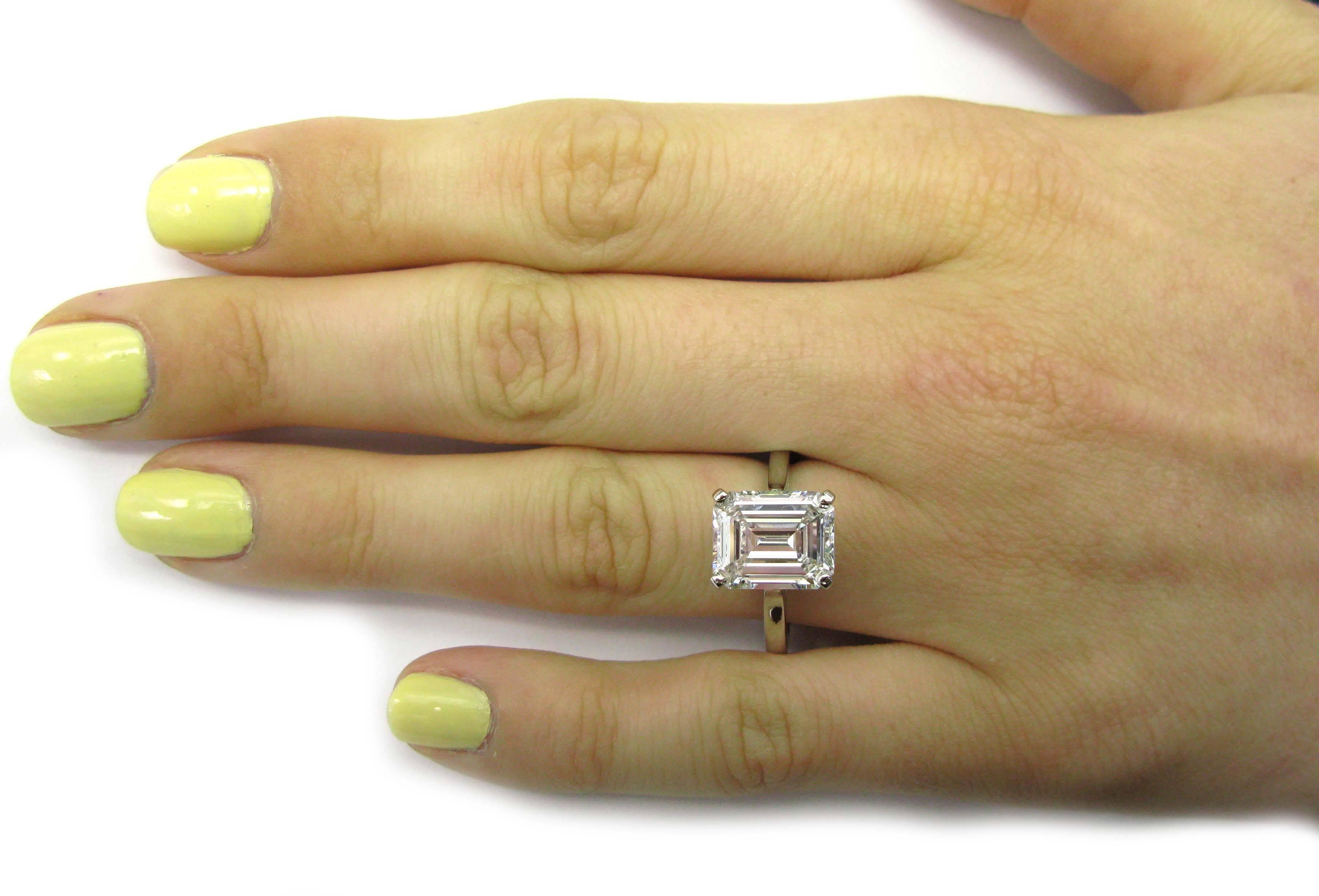Van Cleef & Arpels GIA Cert 4.05 Carat Emerald Diamond Platinum Engagement Ring 1