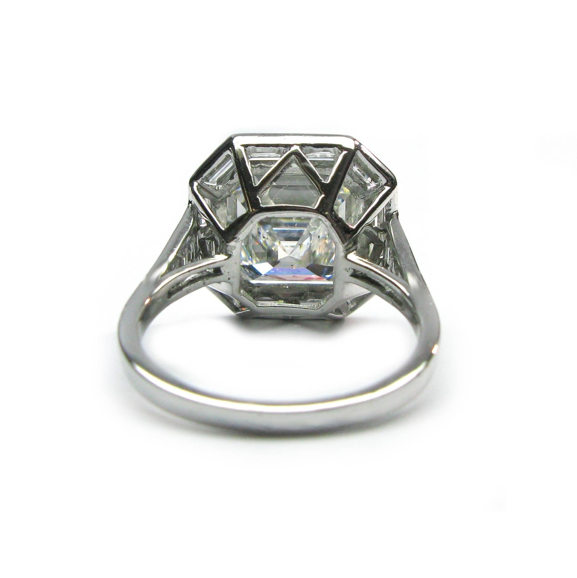 6.01 Carat GIA Cert Asscher Diamond Platinum Engagement Ring 1