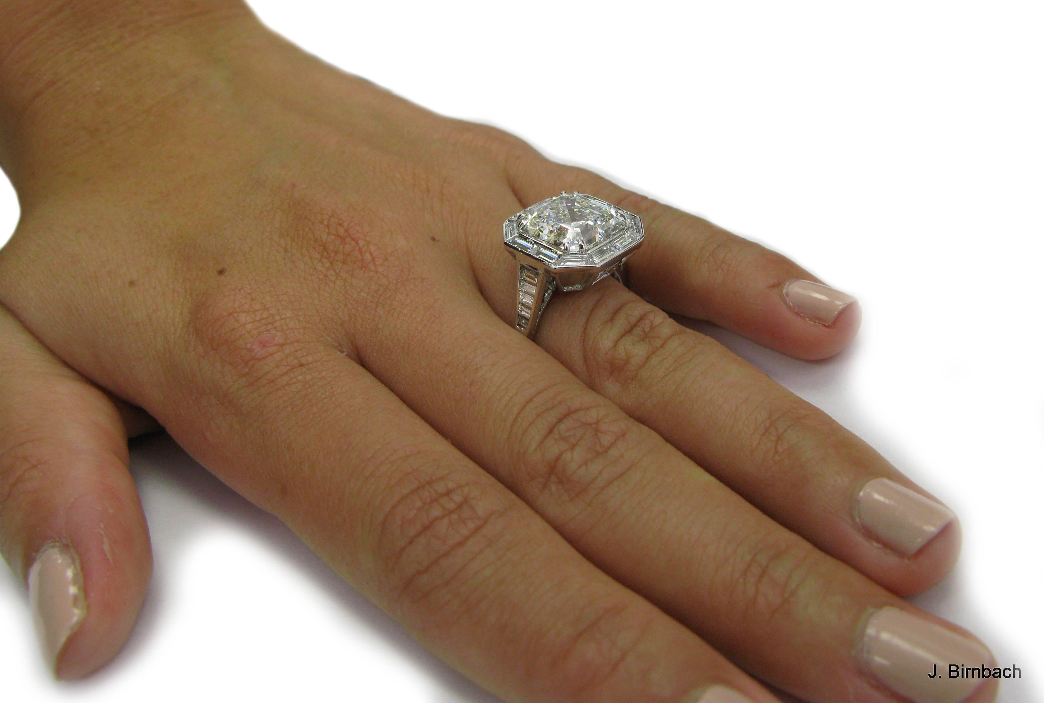6.01 Carat GIA Cert Asscher Diamond Platinum Engagement Ring 3