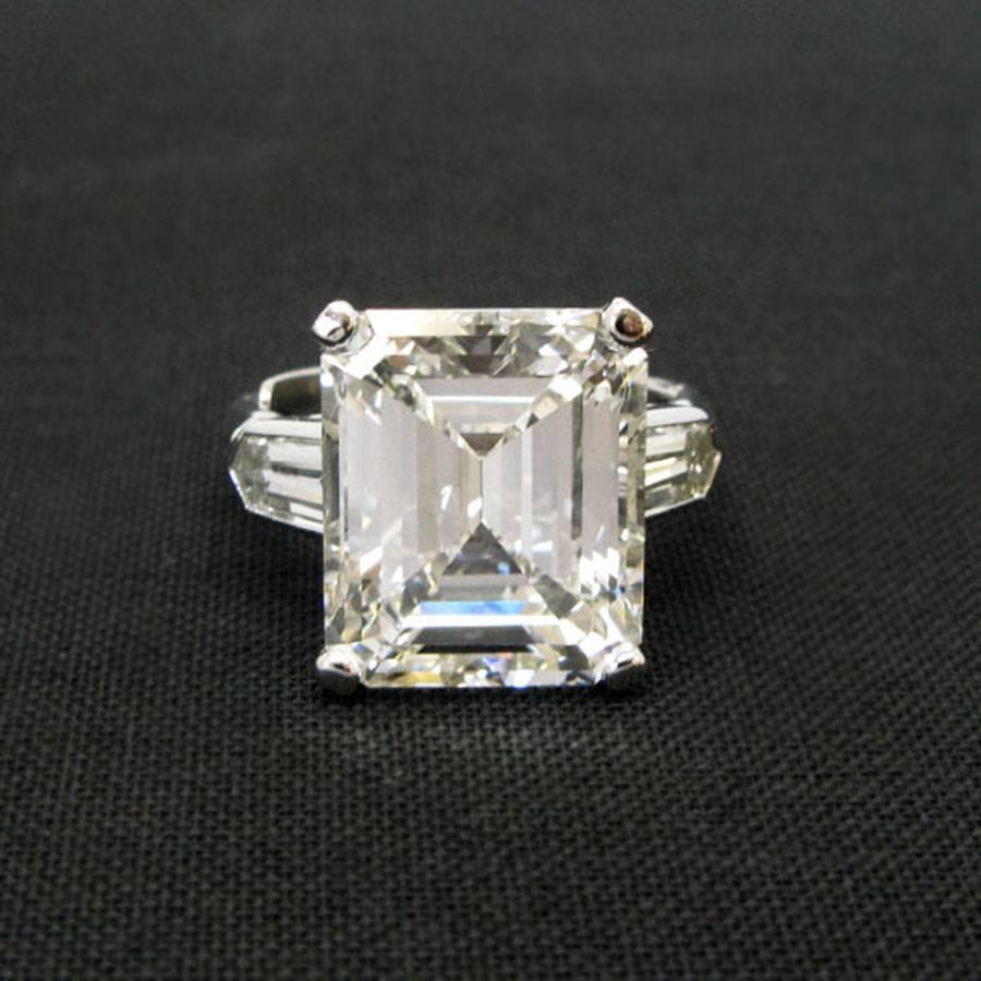 11.19 Carat GIA Emerald Cut Diamond Platinum Ring by J. Birnbach 3