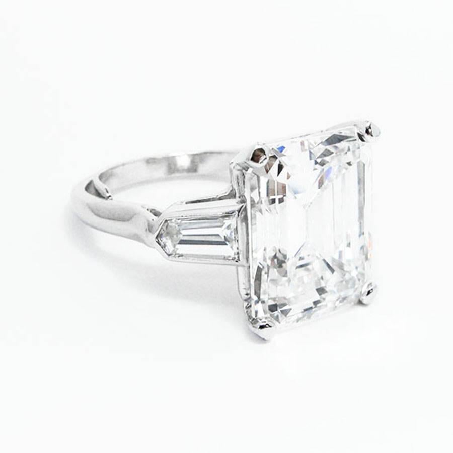 11.19 Carat GIA Emerald Cut Diamond Platinum Ring by J. Birnbach In Excellent Condition In New York, NY