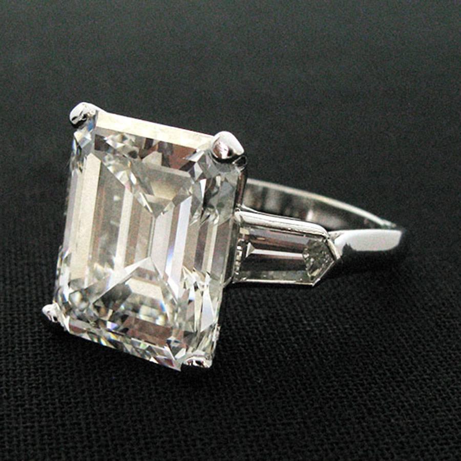 11.19 Carat GIA Emerald Cut Diamond Platinum Ring by J. Birnbach 4