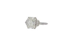 J. Birnbach GIA Certified 3.00 Carat Radiant Cut J SI1 Diamond Three-Stone Ring
