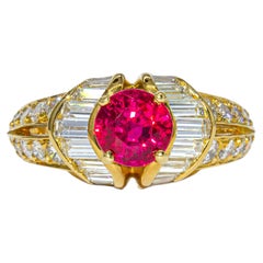 Vintage Kurt Wayne 0.54 Carat Ruby and Diamond 18K Yellow Gold Cocktail Ring
