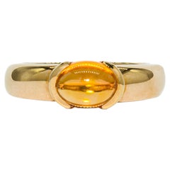 Kurt Wayne 1.44 Carat Citrine Cabochon 18K Yellow Gold Cocktail Ring