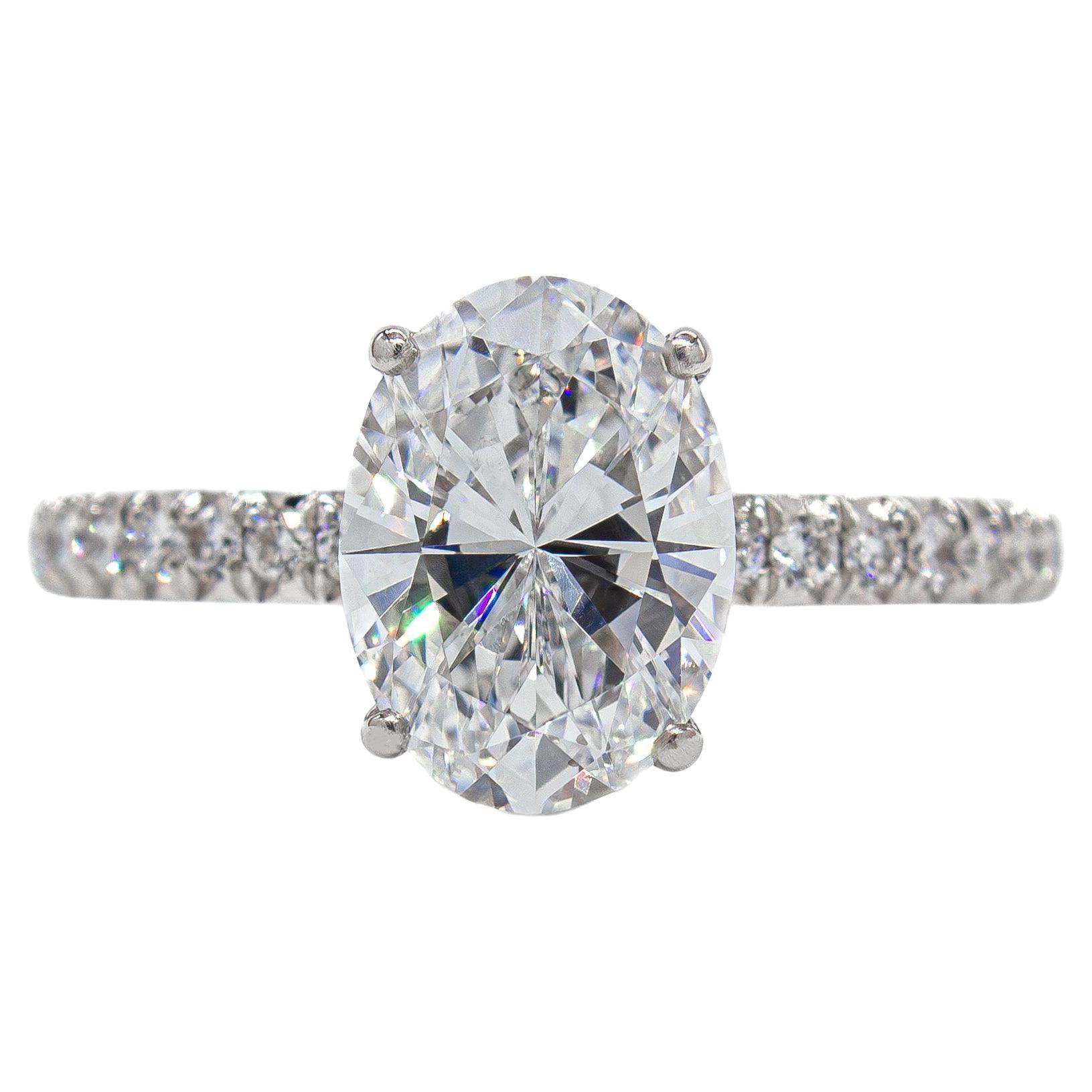 J. GIA Certified 1.66 Carat D VVS2 Oval Diamond Solitaire Ring