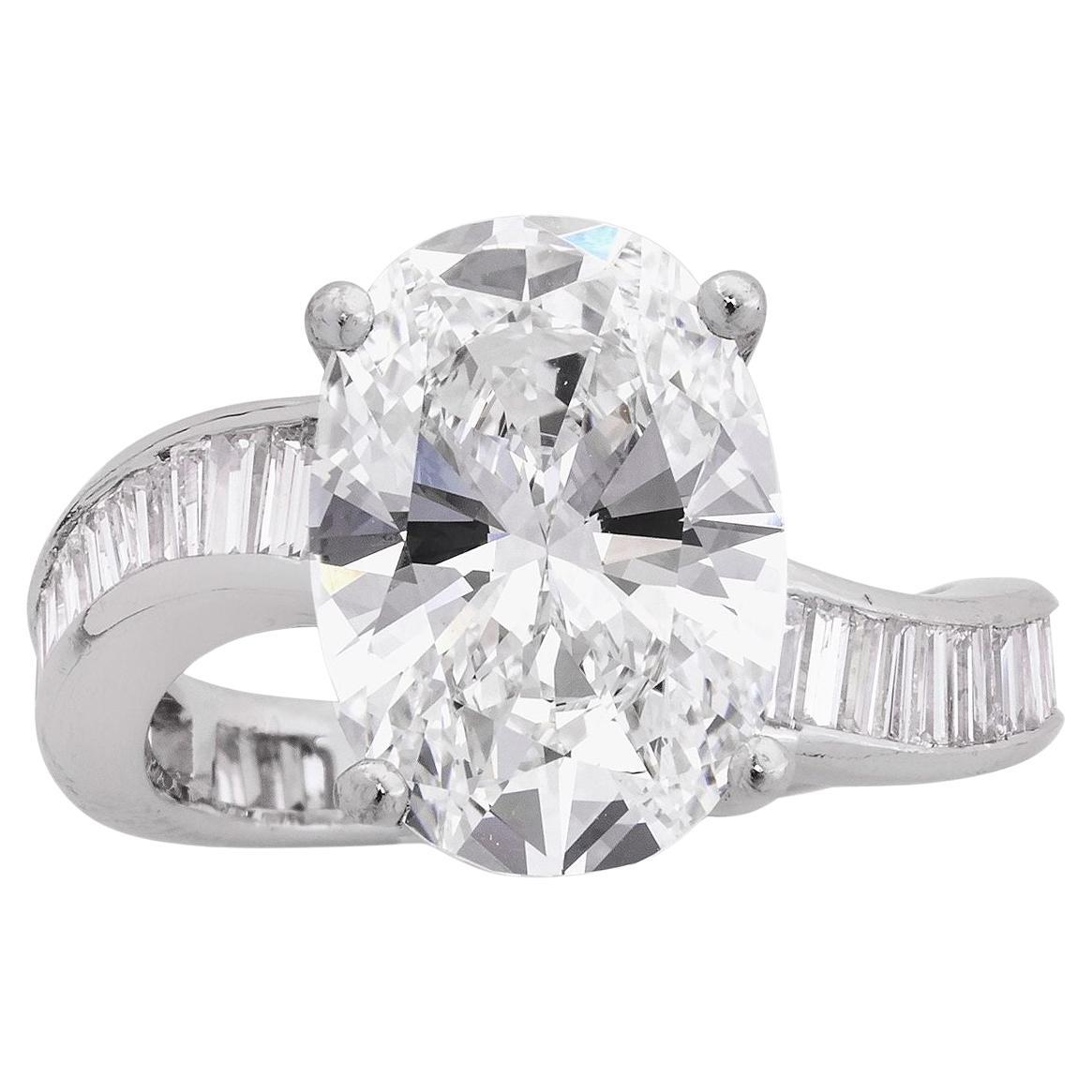 J. Birnbach Bague bypass à diamant ovale de 3,64 carats E VVS1 certifiée GIA en vente