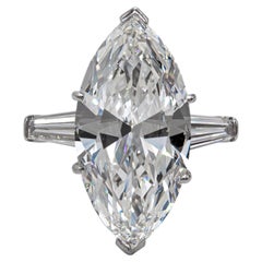 Harry Winston GIA Certified 8.54 Carat Marquise Diamond Three Stone Ring