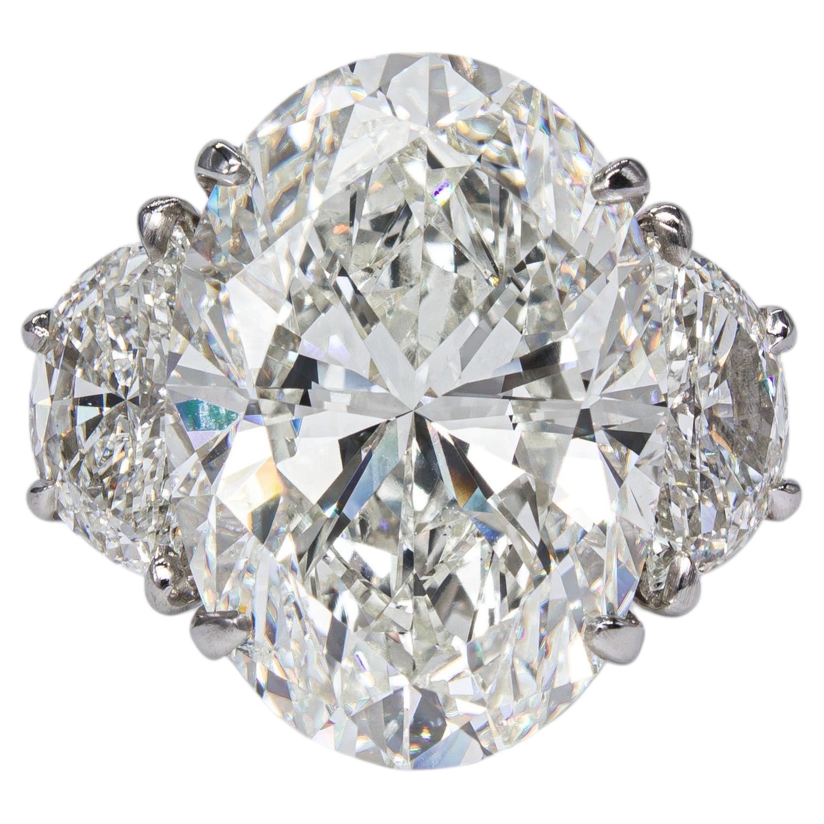 J. Birnbach GIA 10,01 Karat J SI1 Ovaler Diamant-Dreisteinring