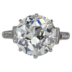 J. Birnbach GIA 4,03 Karat J SI1 Diamant im alten europäischen Stil im Art-Déco-Design, Fünf-Stein-Ring