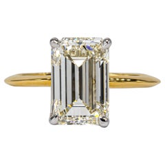 J. Birnbach GIA 2.91 Carat L VS1 Emerald Cut Diamond Two-Tone Solitaire Ring