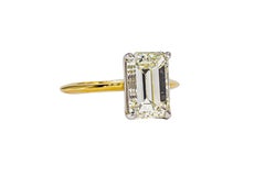 J. Birnbach GIA 2.91 Carat L VS1 Emerald Cut Diamond Two-Tone Solitaire Ring