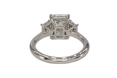 J. Birnbach GIA 2.80 Carat E VS2 Radiant Cut Diamond Platinum Three Stone Ring