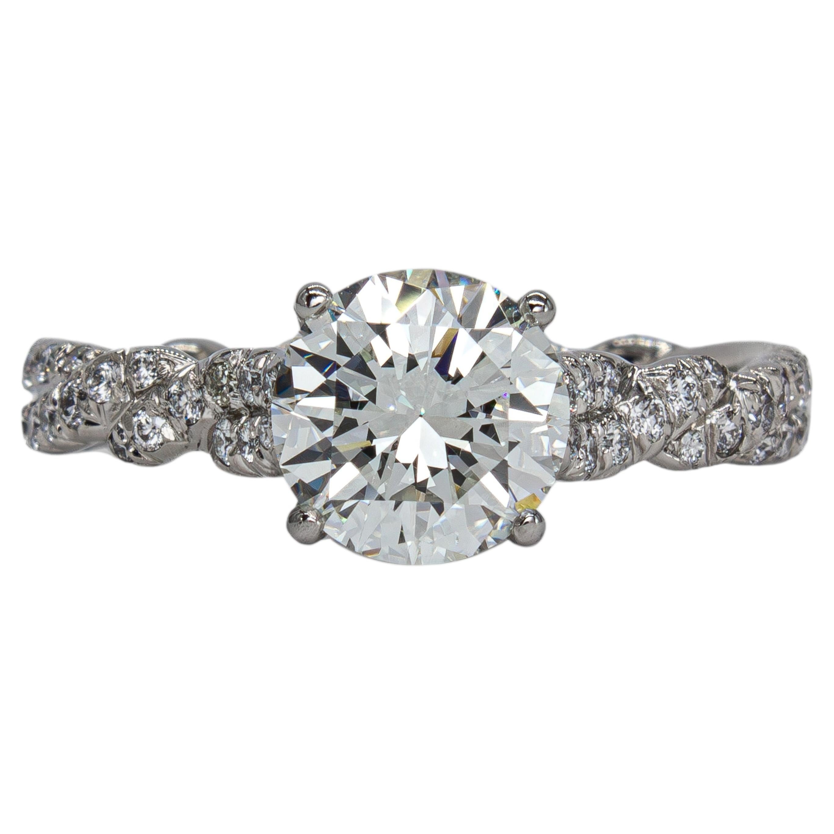David Yurman GIA 1.21 Carat H VVS2 Round Brilliant Cut Diamond Twist Solitaire For Sale